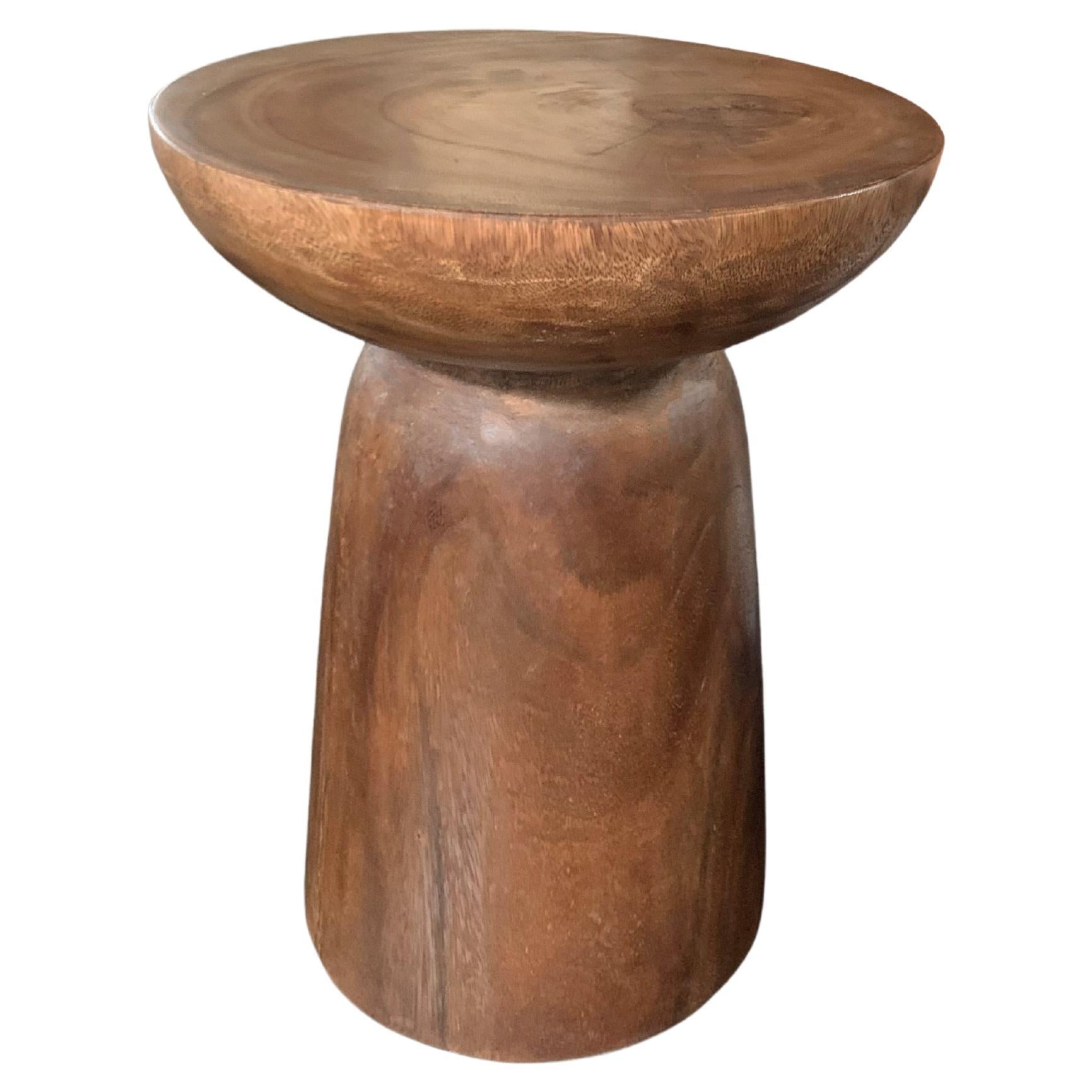 Sculptural Round Side Table Solid Mango Wood 