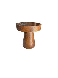 Sculptural Round Side Table Suar Wood