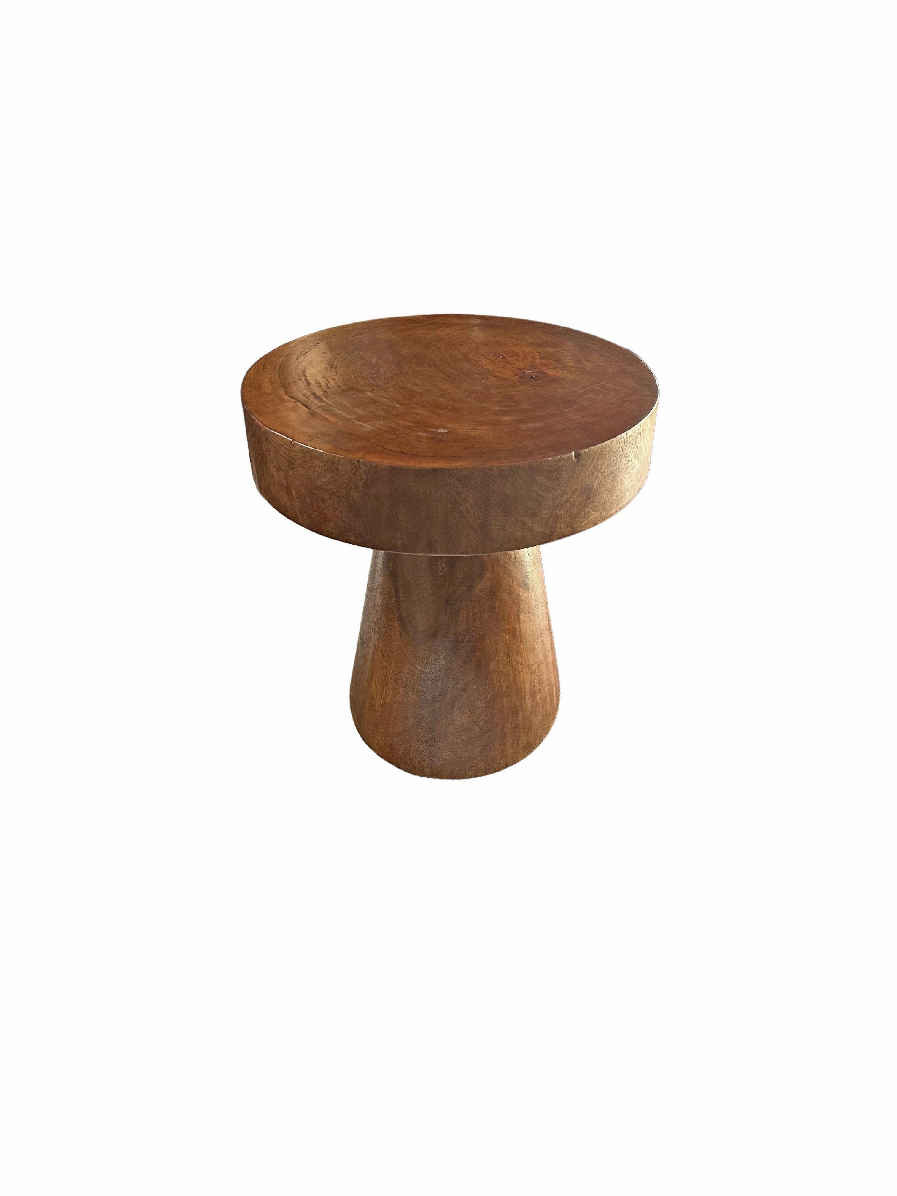 Organic Modern Sculptural Round Side Table Suar Wood  For Sale