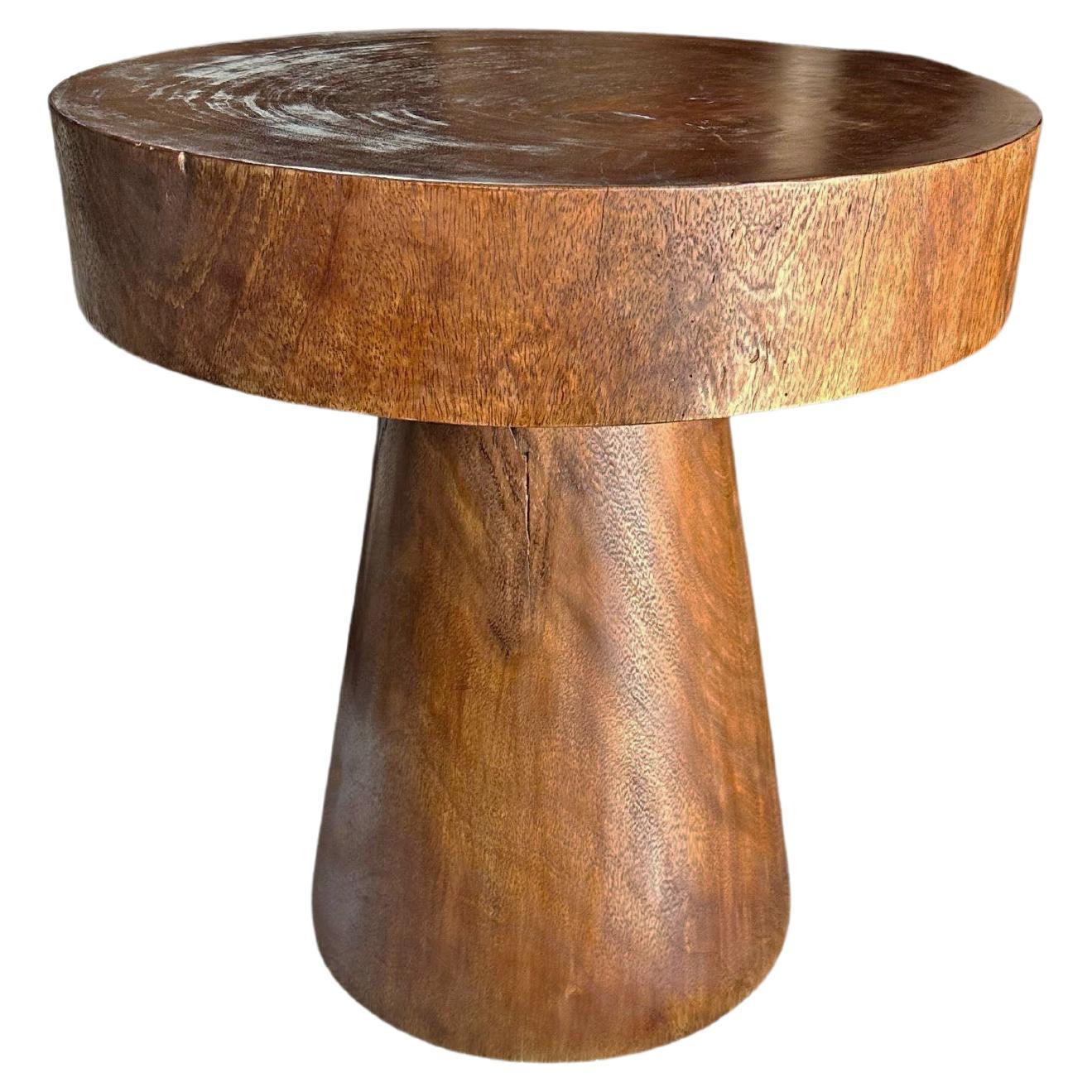 Sculptural Round Side Table Suar Wood  For Sale