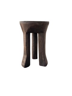 Sculptural Round Side Table with Curved Legs, Solid Mango Wood, Modern Organic