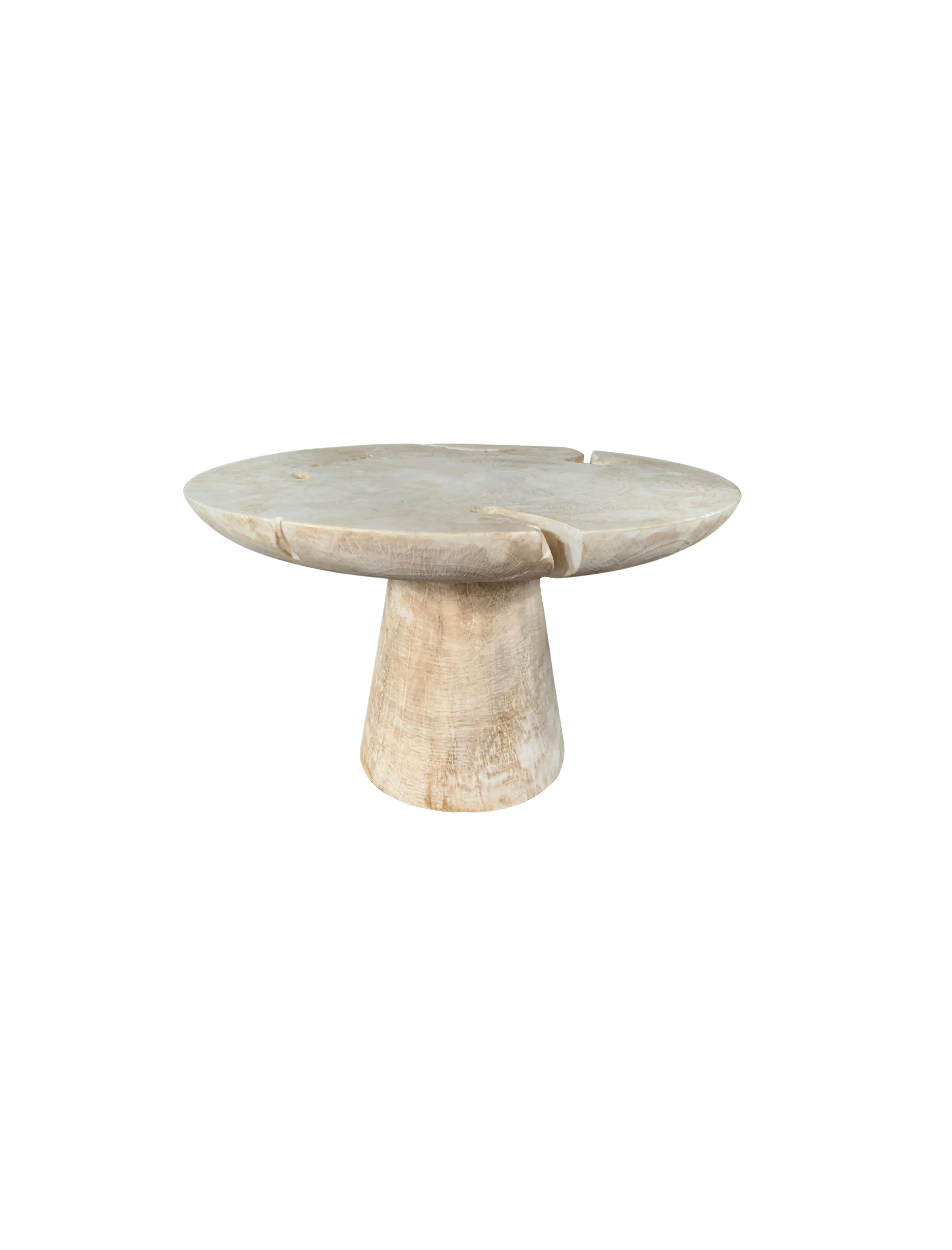 Organic Modern Sculptural Round Table Crafted from Mango Wood, Modern Organic