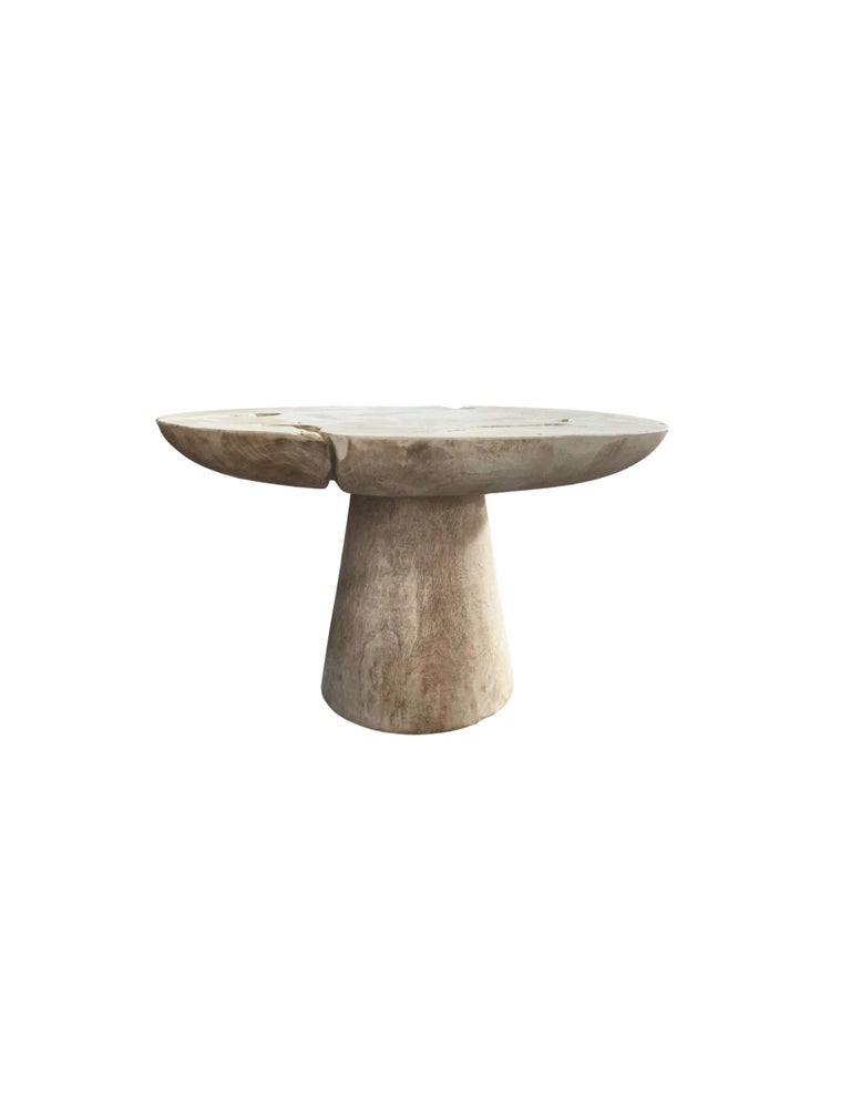 Hand-Crafted Sculptural Round Table Crafted from Mango Wood, Modern Organic For Sale