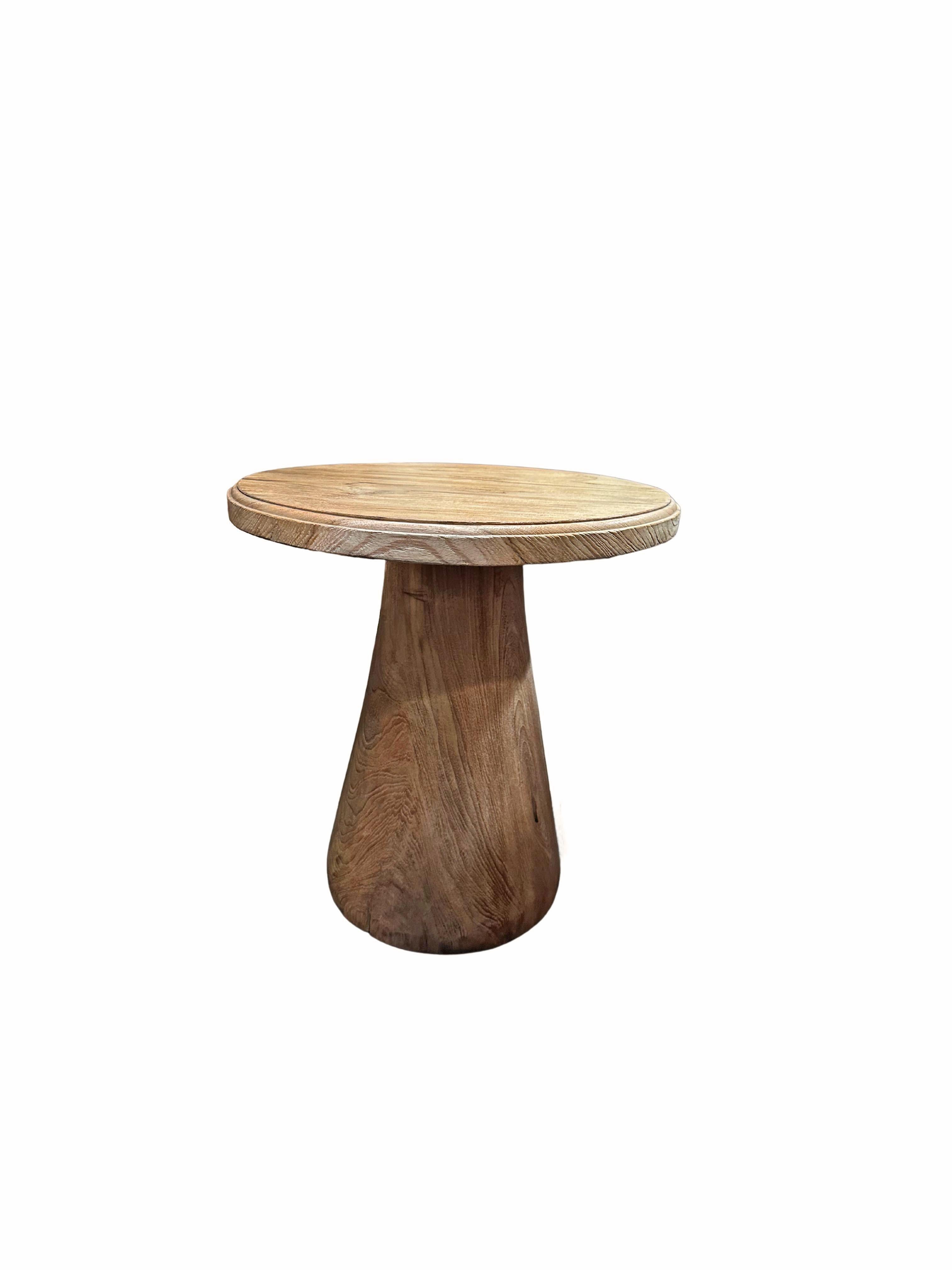 Organic Modern Sculptural Round Table Crafted from Teak Wood, Natural Finish For Sale