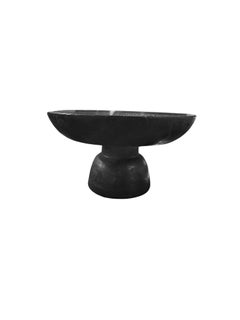 Sculptural Round Table Mango Wood, Burnt Finish, Modern Organic