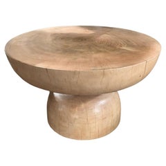 Sculptural Round Table Mango Wood, Modern Organic