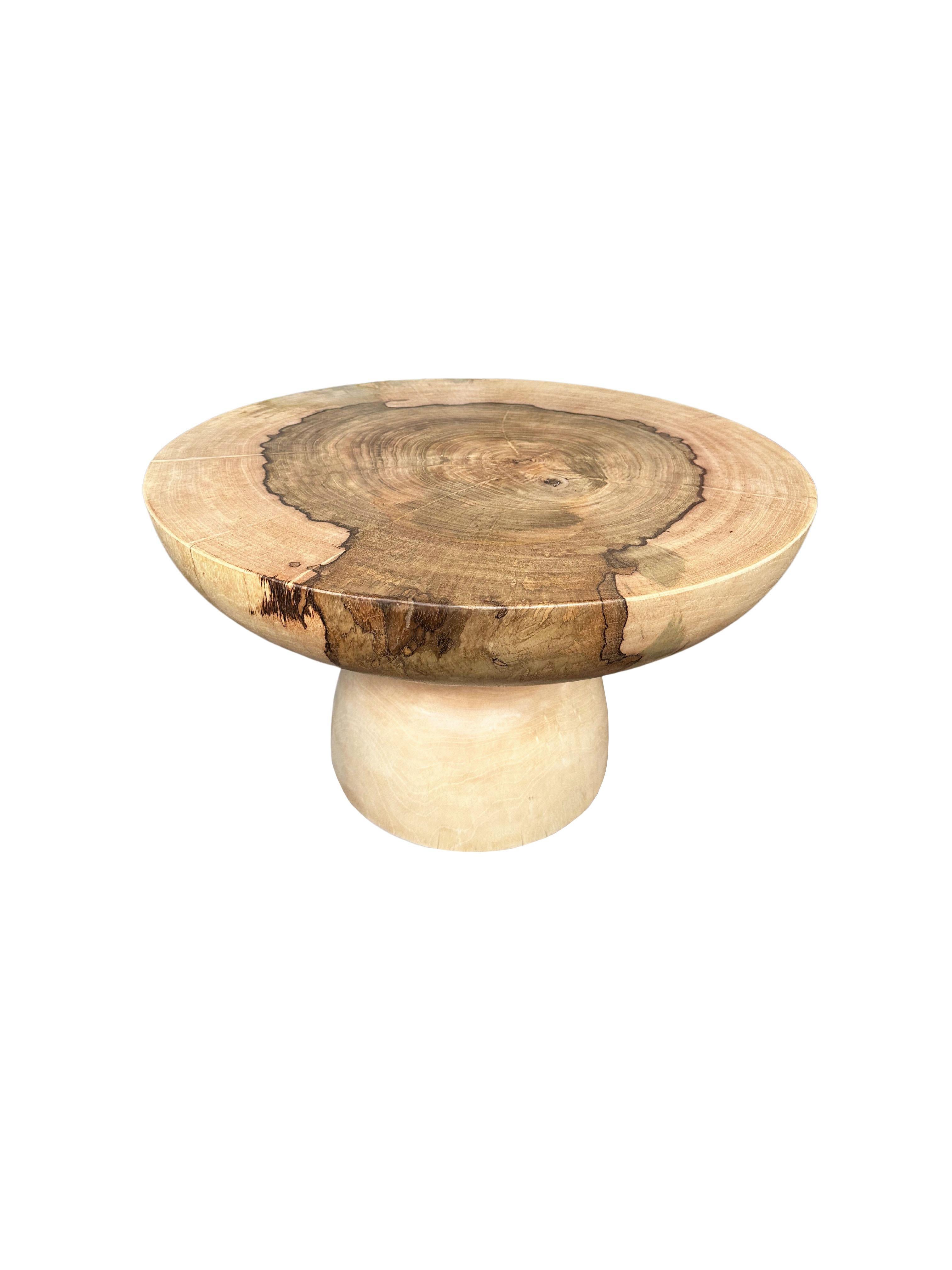 Organic Modern Sculptural Round Table Mango Wood, Natural Finish, Modern Organic For Sale