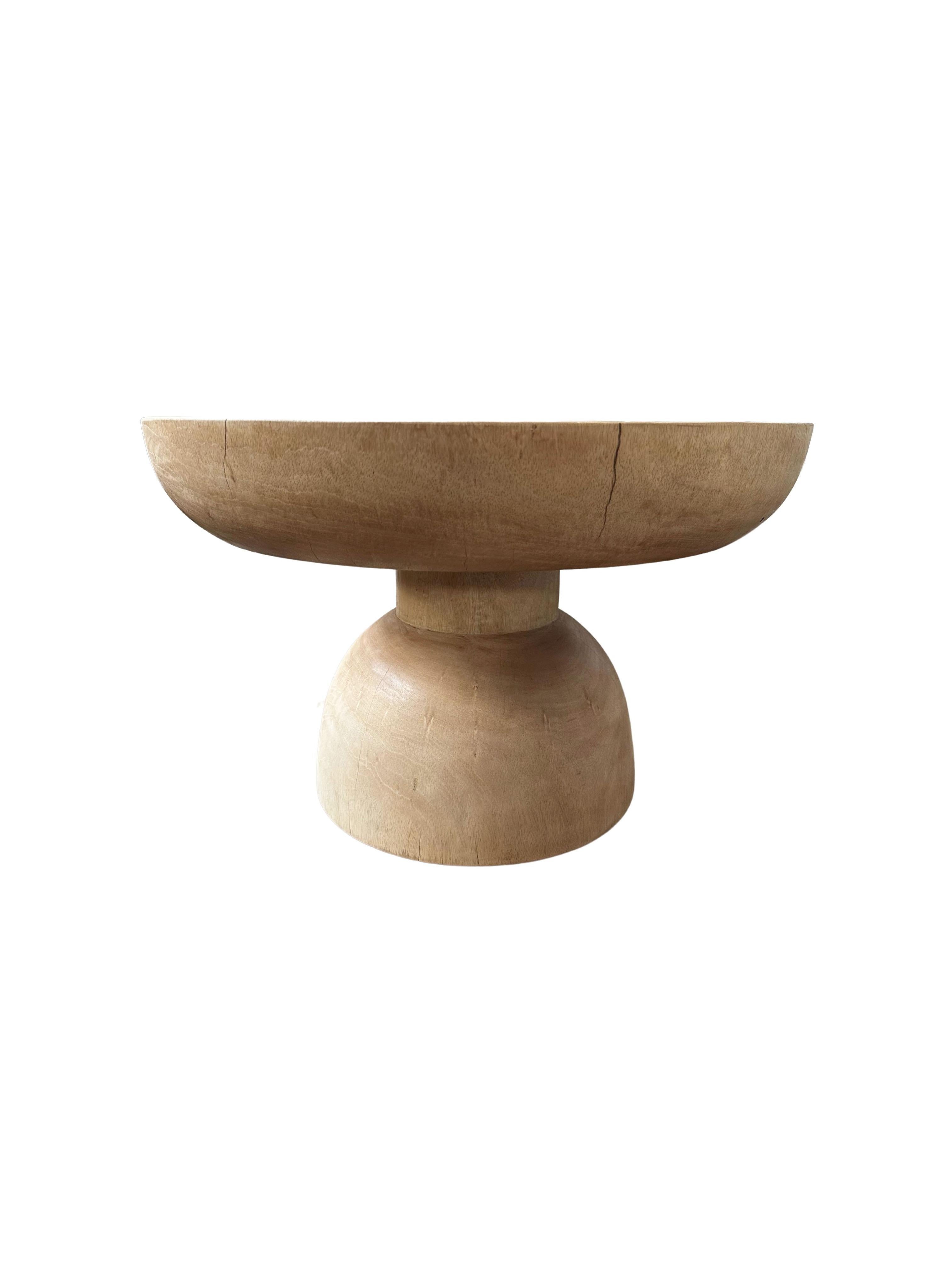 Indonesian Sculptural Round Table Mango Wood, Natural Finish, Modern Organic For Sale