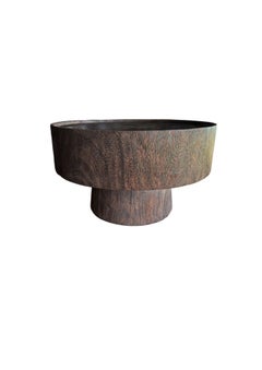 Sculptural Round Table: Solid Mango Wood, Espresso Finish, Modern Organic