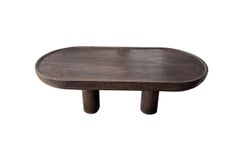 Sculptural Round Table: Solid Mango Wood, Espresso Finish, Modern Organic