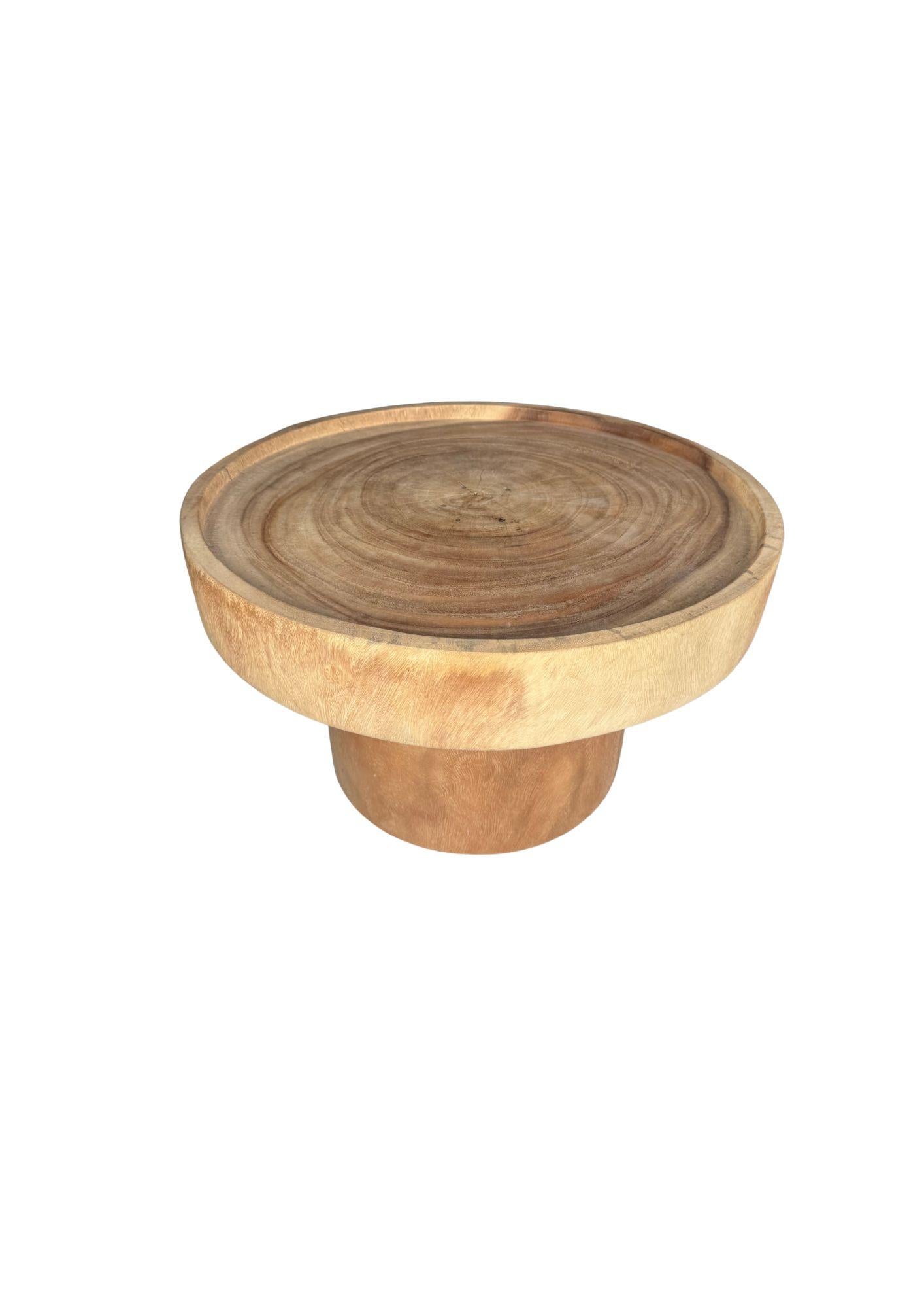 Organic Modern Sculptural Round Table: Solid Mango Wood, Natural Finish, Modern Organic For Sale