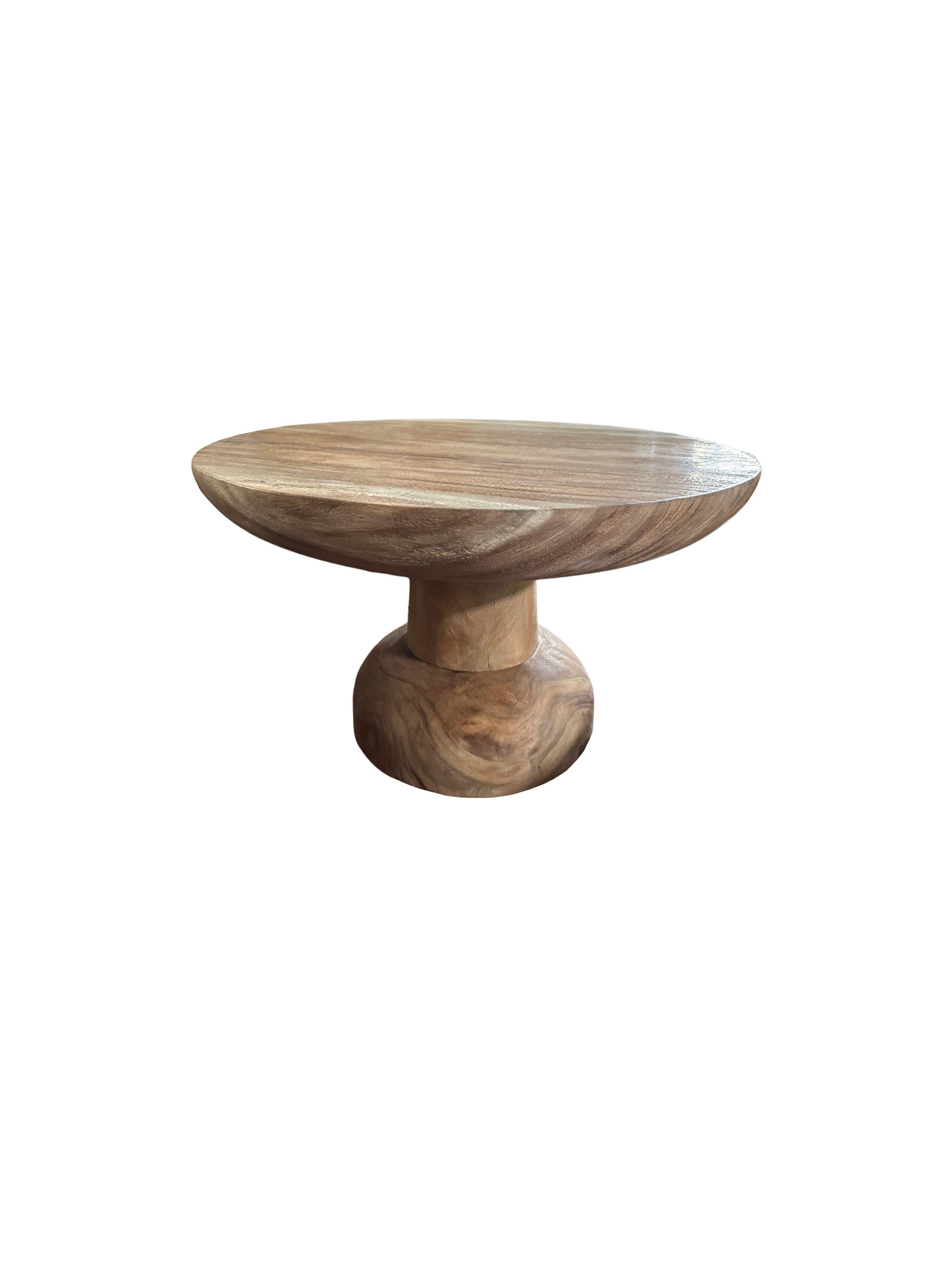 Organic Modern Sculptural Round Table Suar Wood, Modern Organic For Sale