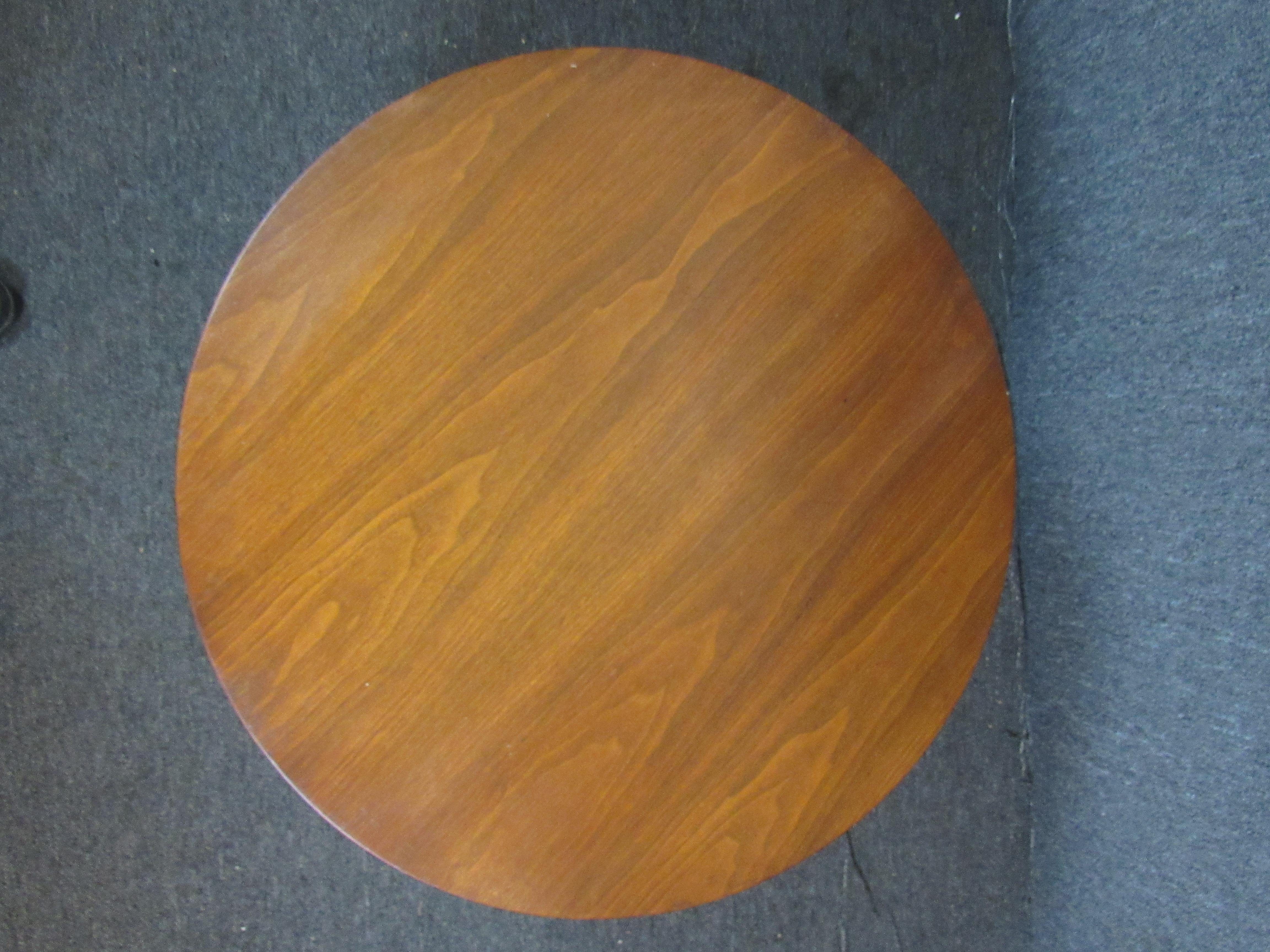 American Sculptural Round Walnut Table by Gordon's Inc For Sale