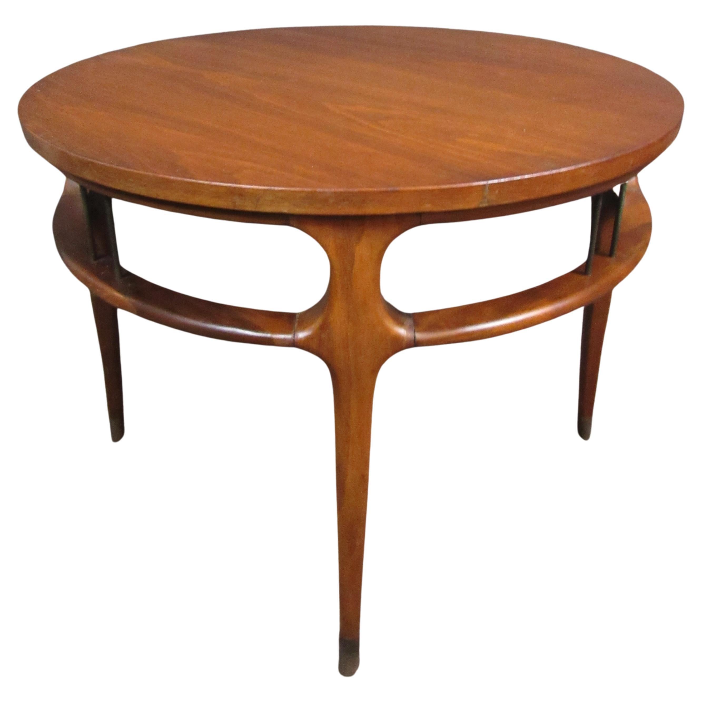 Sculptural Round Walnut Table by Gordon's Inc For Sale