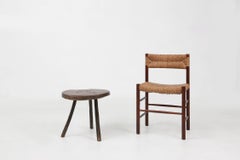 Sculptural rustic brutalist oak tripot stool, France ca. 1850