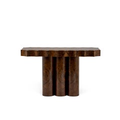 Sculptural Scalloped Console Table in High Gloss Walnut Root By José Castro