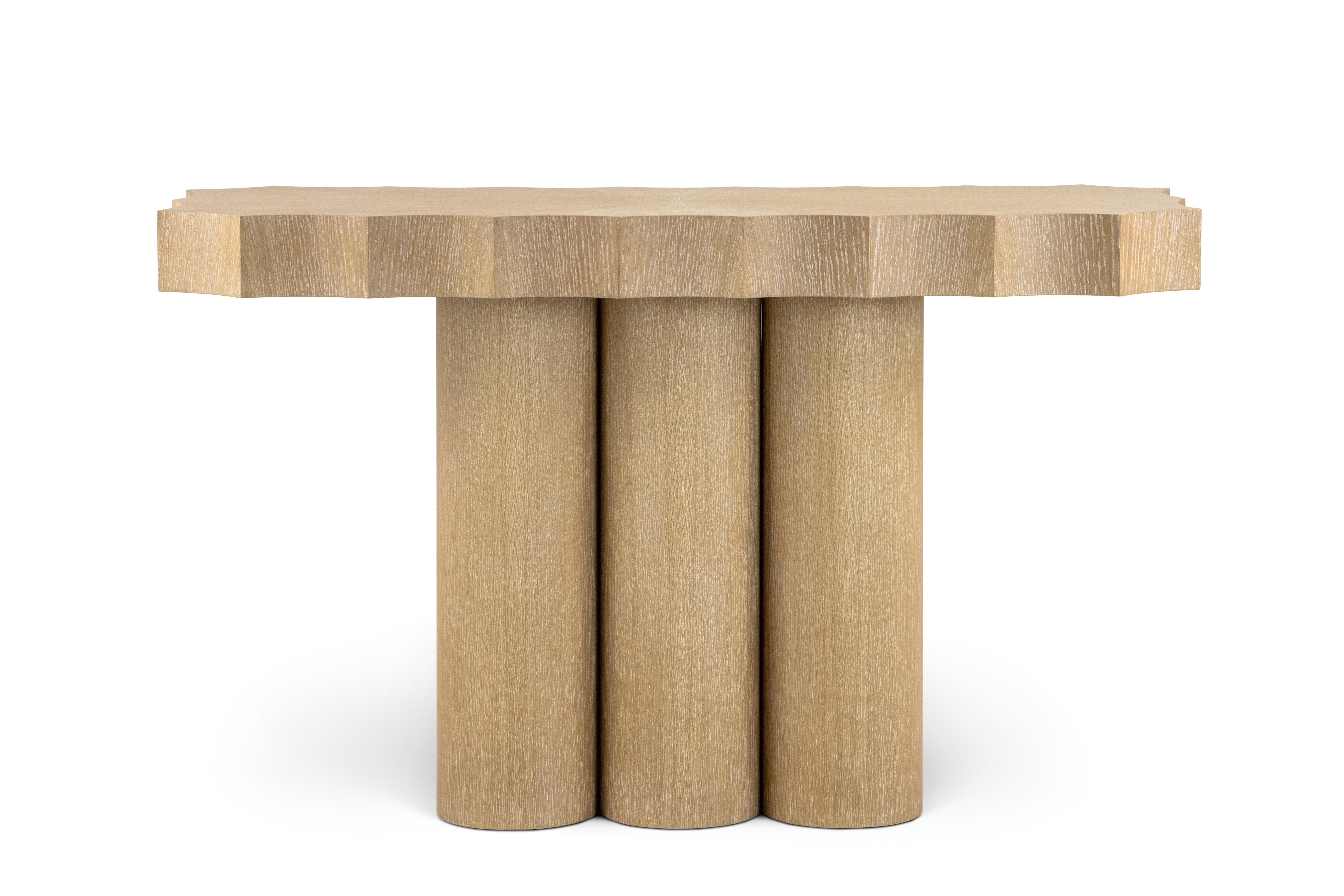 Sculptural Scalloped Console Table in High Gloss Walnut Root By José Castro In New Condition For Sale In NEW YORK, NY