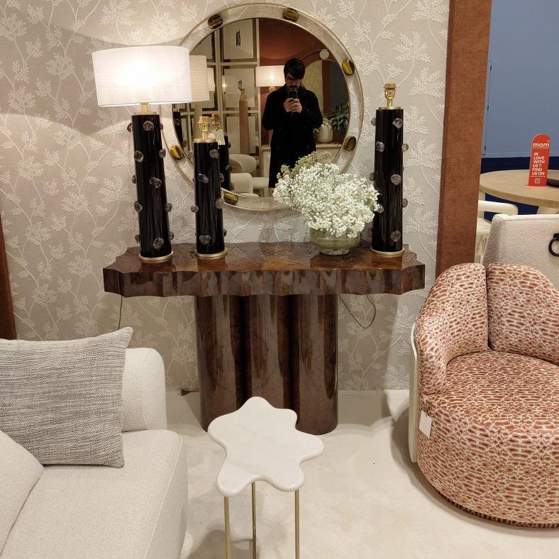 Moderno Tavolo consolle scultoreo smerlato in Oak Oak Naturale di JMS in vendita