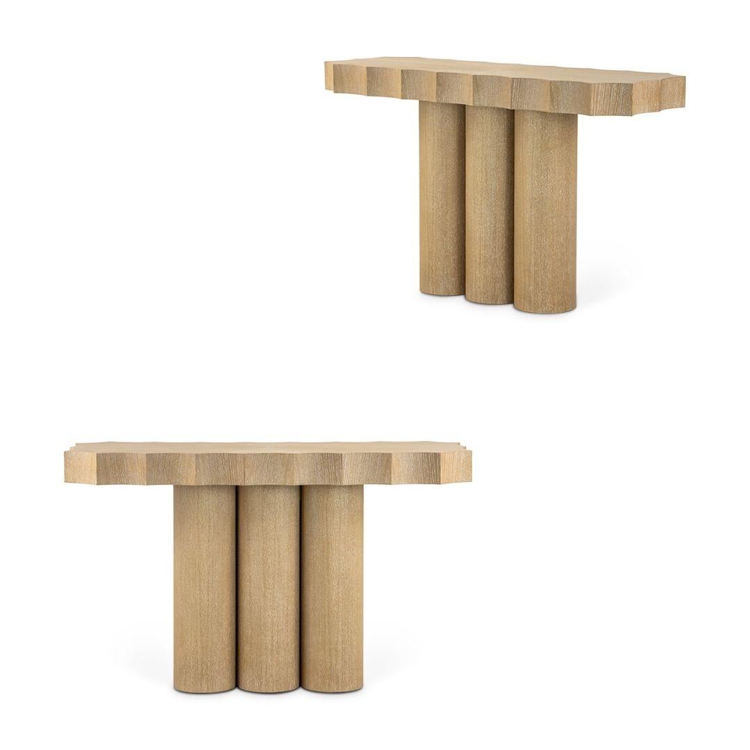 Fatto a mano Tavolo consolle scultoreo smerlato in Oak Oak Naturale di JMS in vendita