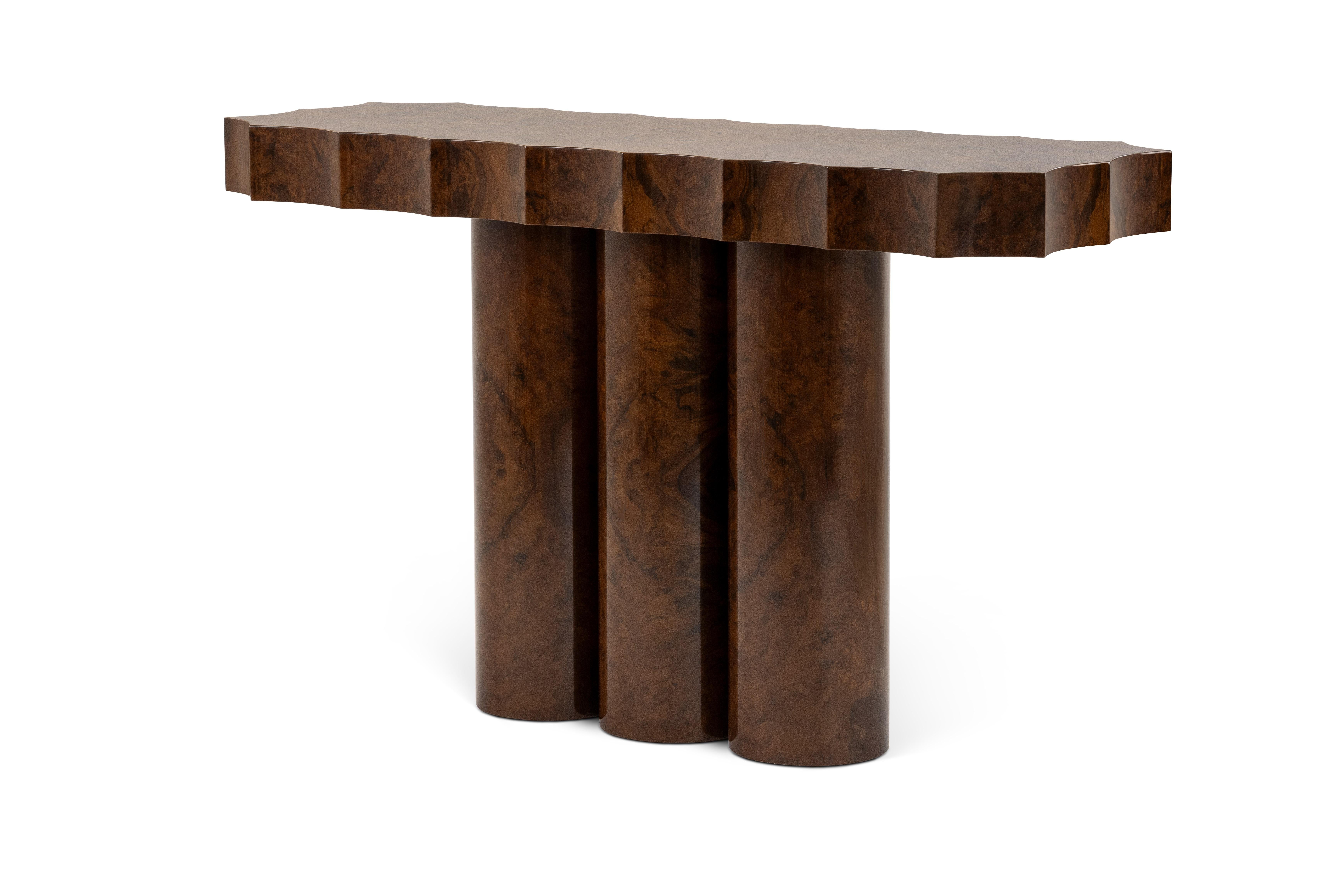 Modern Sculptural Scalloped Console Table in Natural Oak By José Castro For Sale