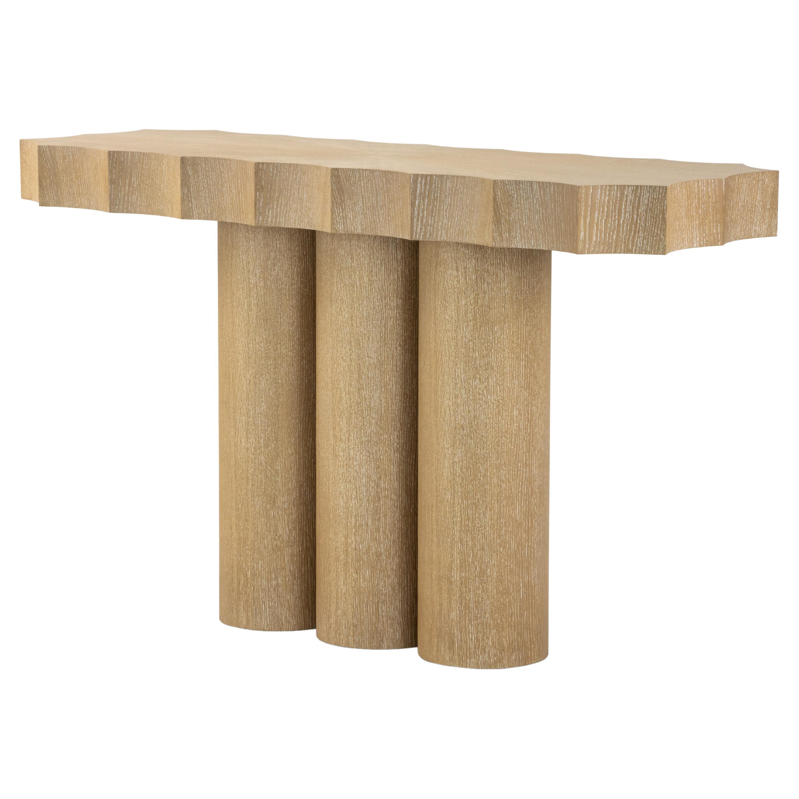 Sculptural Scalloped Console Table in Natural Oak By José Castro For Sale