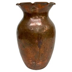 Retro Sculptural Scalloped Hammered Copper Vase Santa Clara del Cobre Mexico 1960s