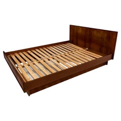Sculptural Scandia Platform Queen Bed Modern Low-Profile Teak Wood from Norway