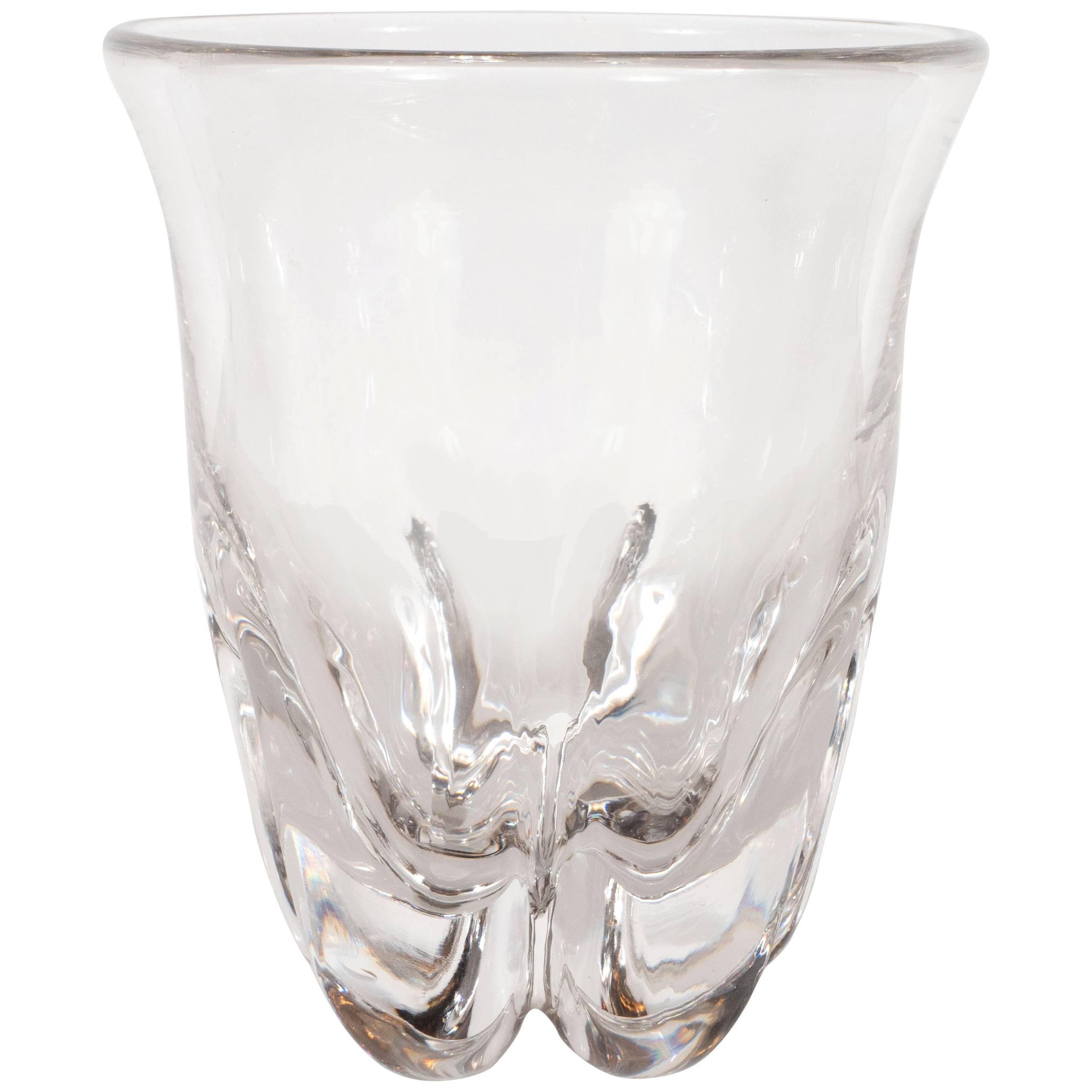 Sculptural Scandinavian Mid-Century Modern Handblown Translucent Glass Vase