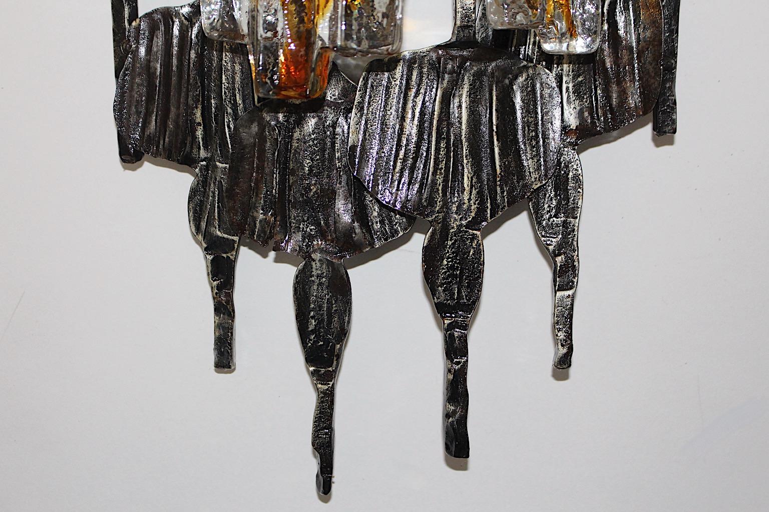 Sculptural Scandinavian Modern Glass Metal Sconce Tom Ahlstrom Hans Ehrich 1970s For Sale 2