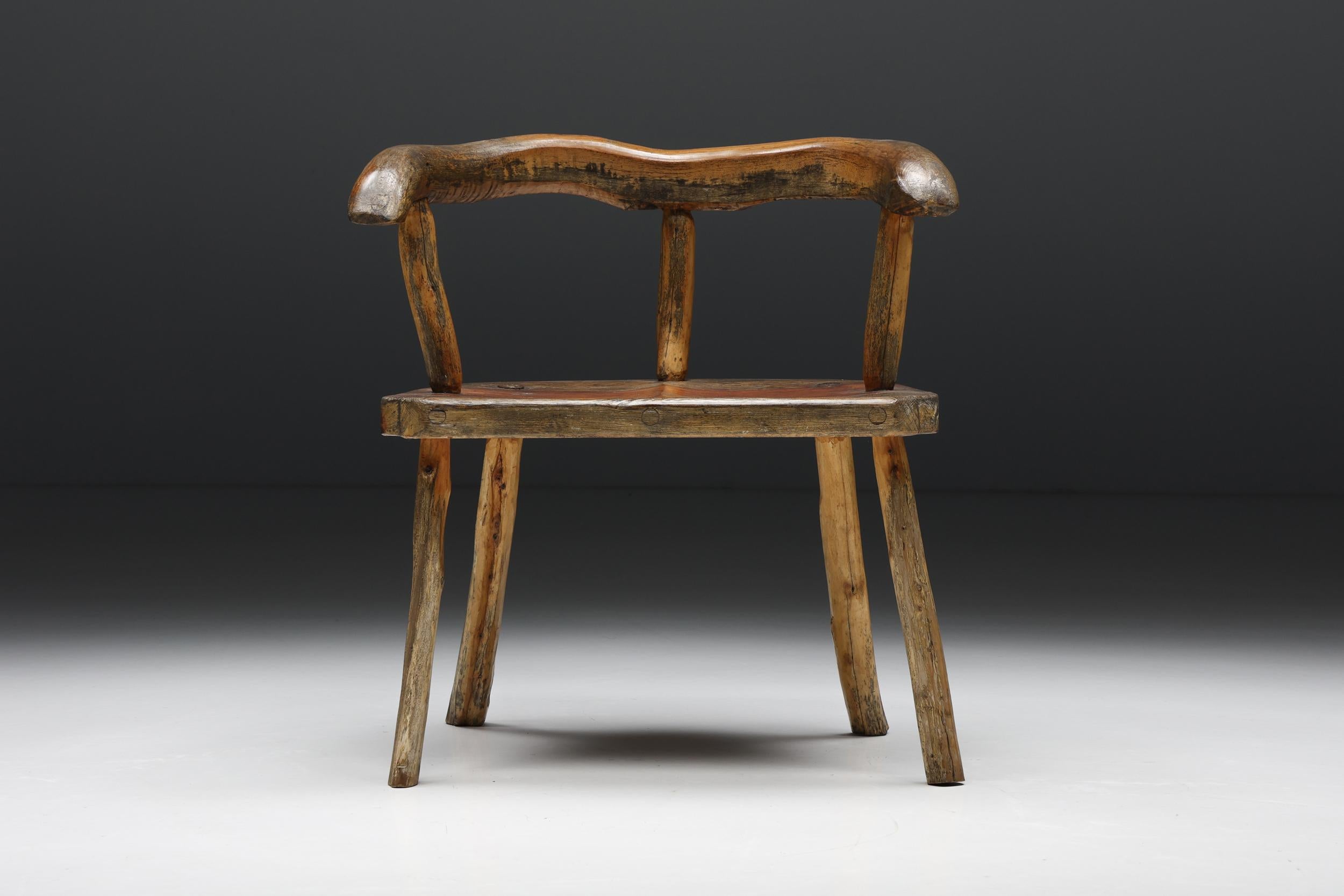 Rustic Sculptural Scandinavian Wabi Sabi Chair, 1940s