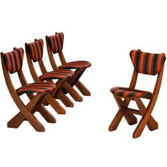 Sculptural Set of Four Danish Dining Chairs in Oregon Pine