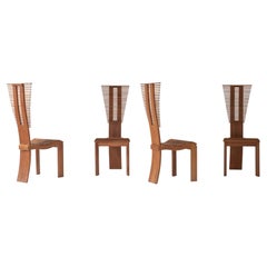 Sculptural Set of Four Highback Dining Chairs from the 1960s