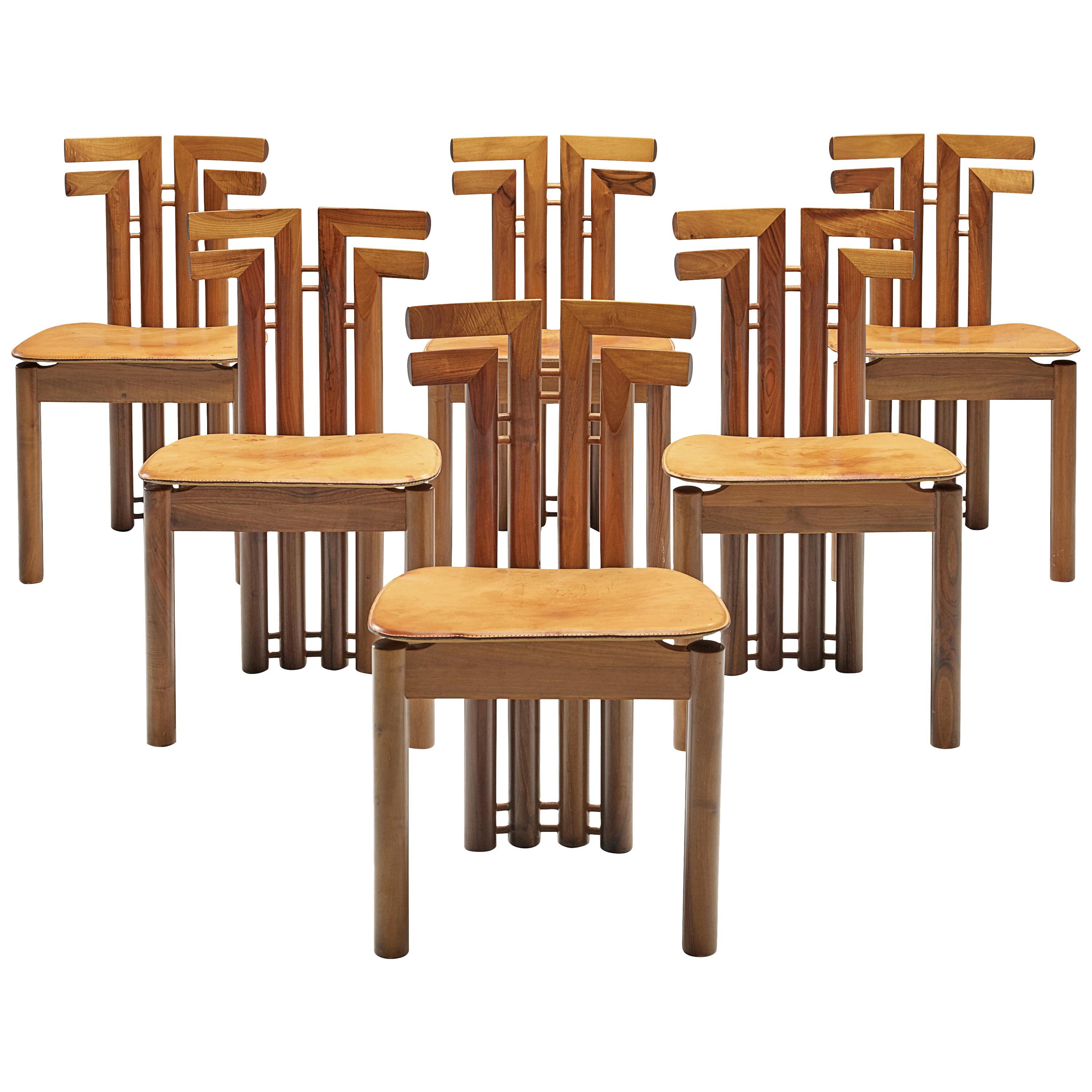 Sculptural Set of Six Italian Dining Chairs