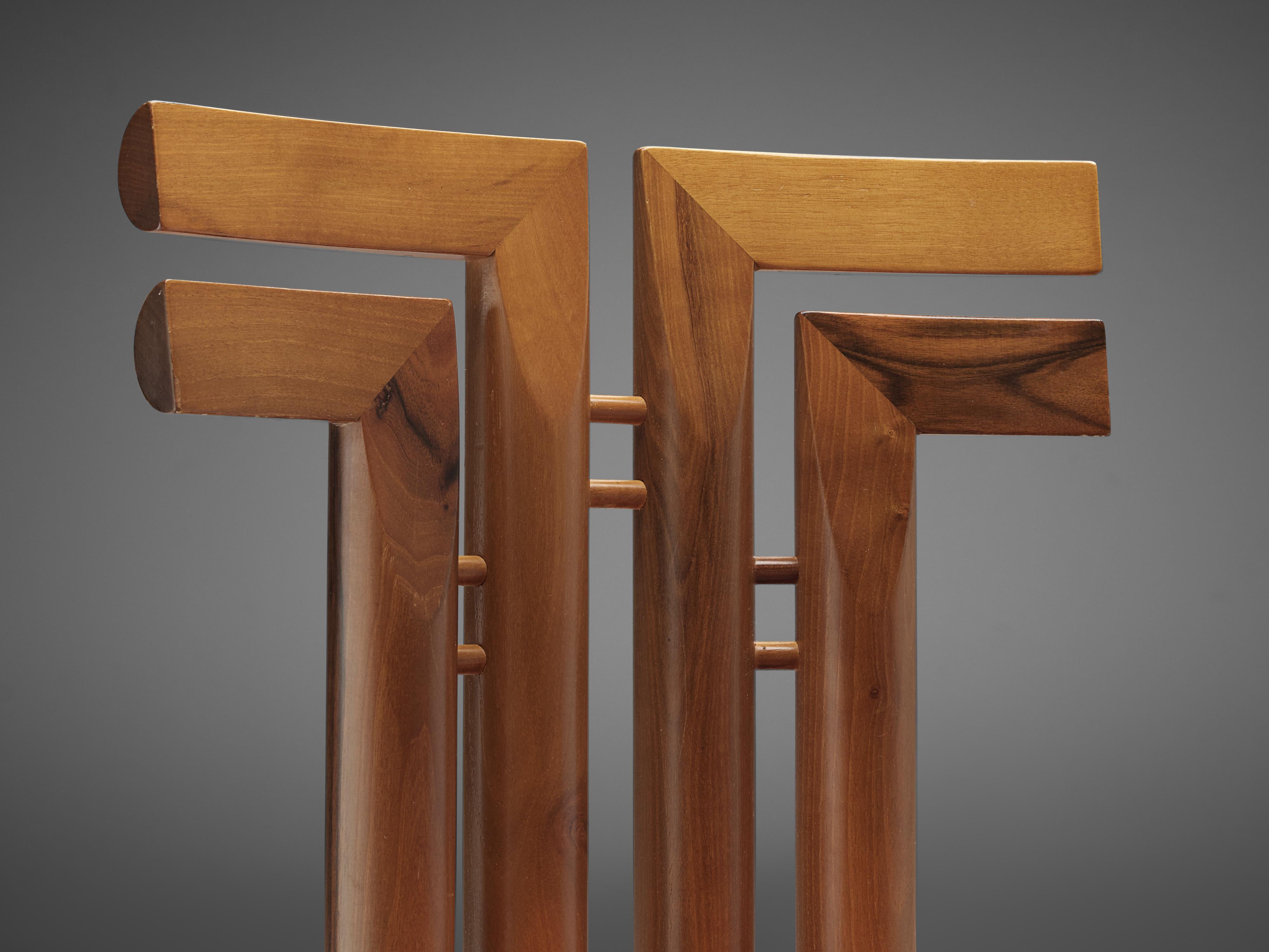 Sculptural Set of Six Italian Dining Chairs in Walnut 1