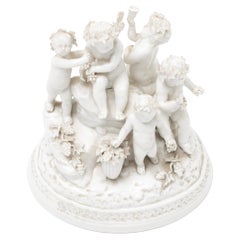 XVIII Century Sculptural Set Representing Puttis, Meissen Porcelain Factory