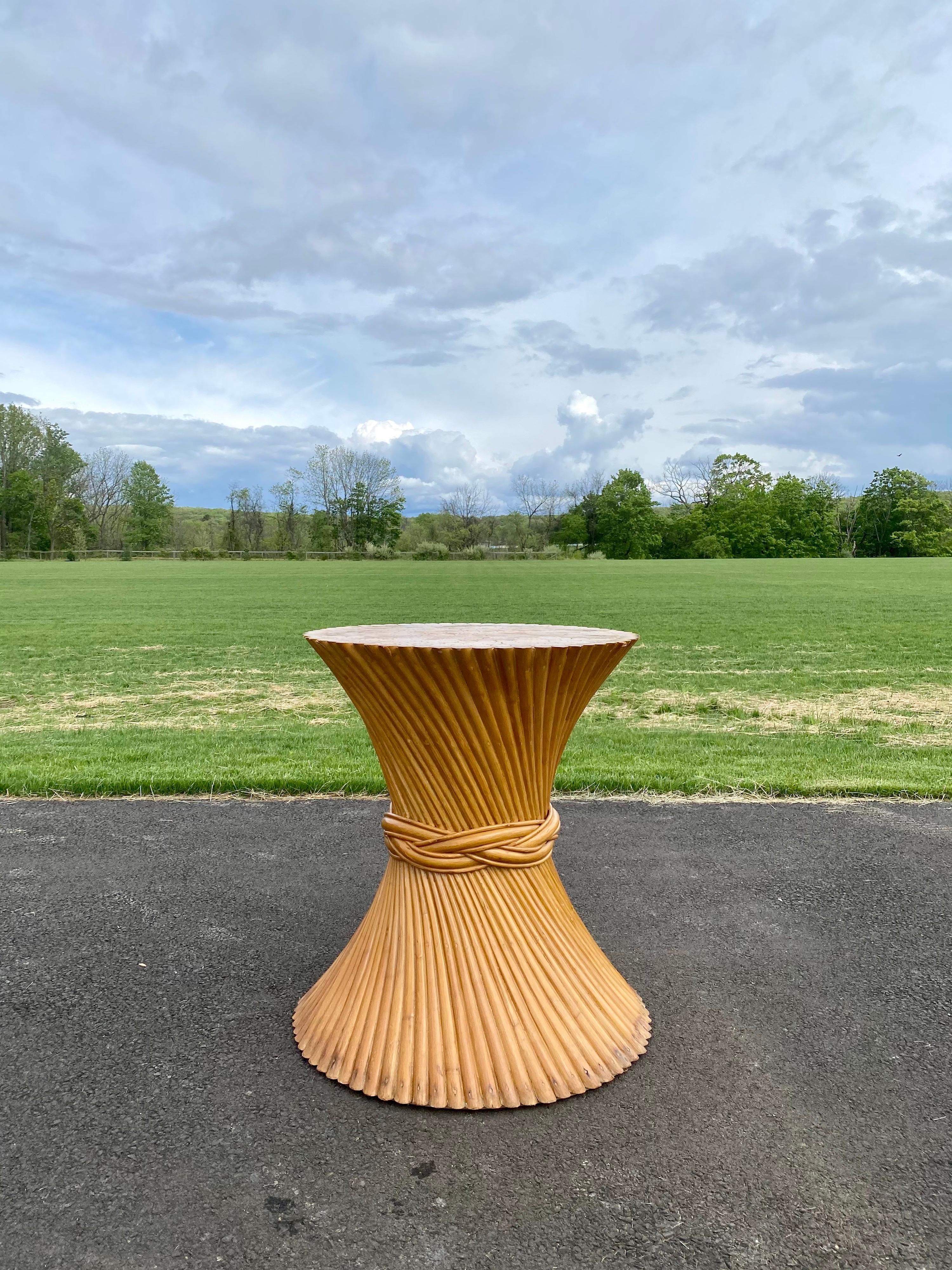 Sculptural Sheaf of Wheat Bamboo Rattan Dining Table, Hollywood Regency McGuire 5