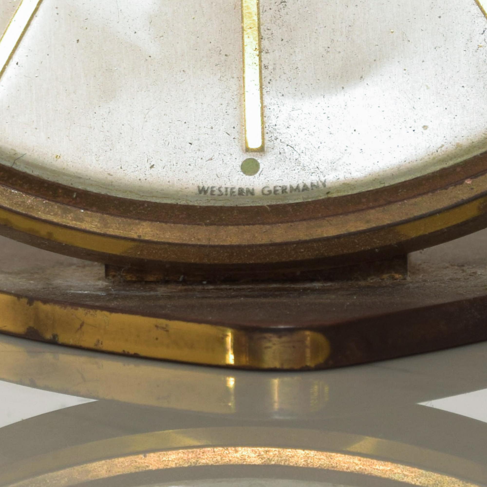 Mid-Century Modern Sculptural Sheffield Vintage Brass Alarm Table Clock Western, Germany, 1960s