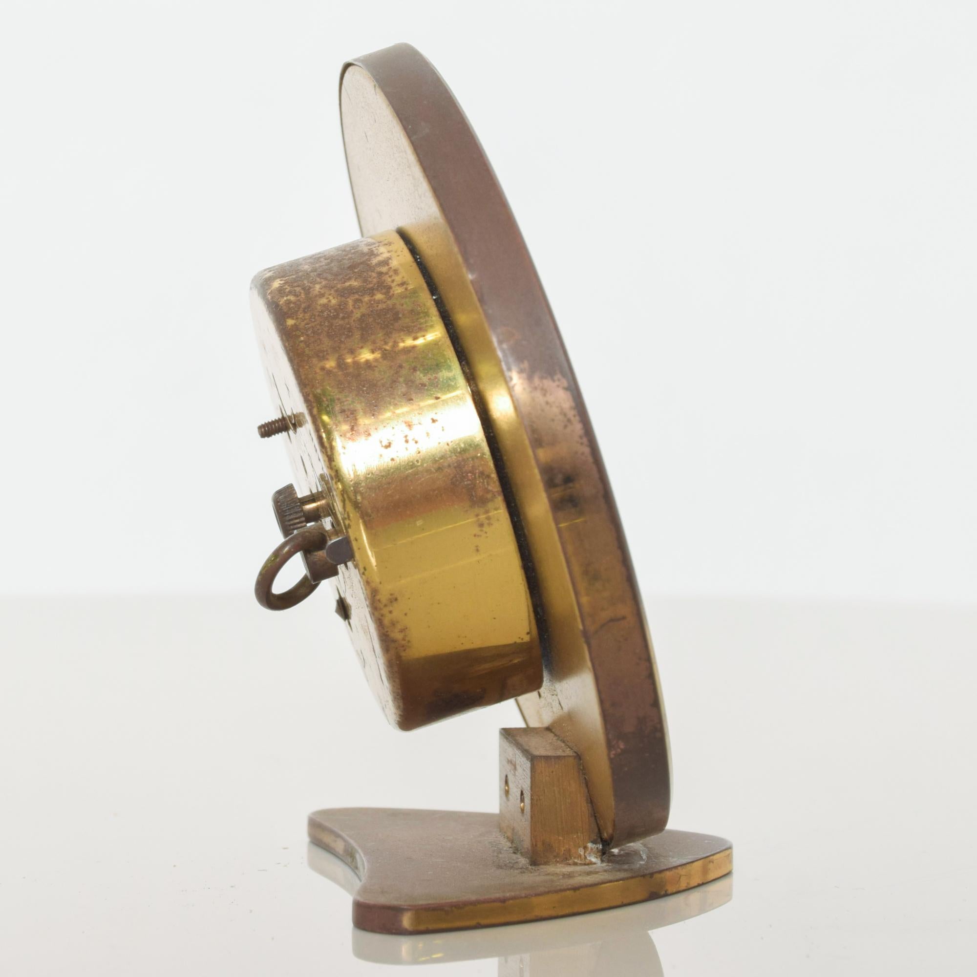 Mid-20th Century Sculptural Sheffield Vintage Brass Alarm Table Clock Western, Germany, 1960s