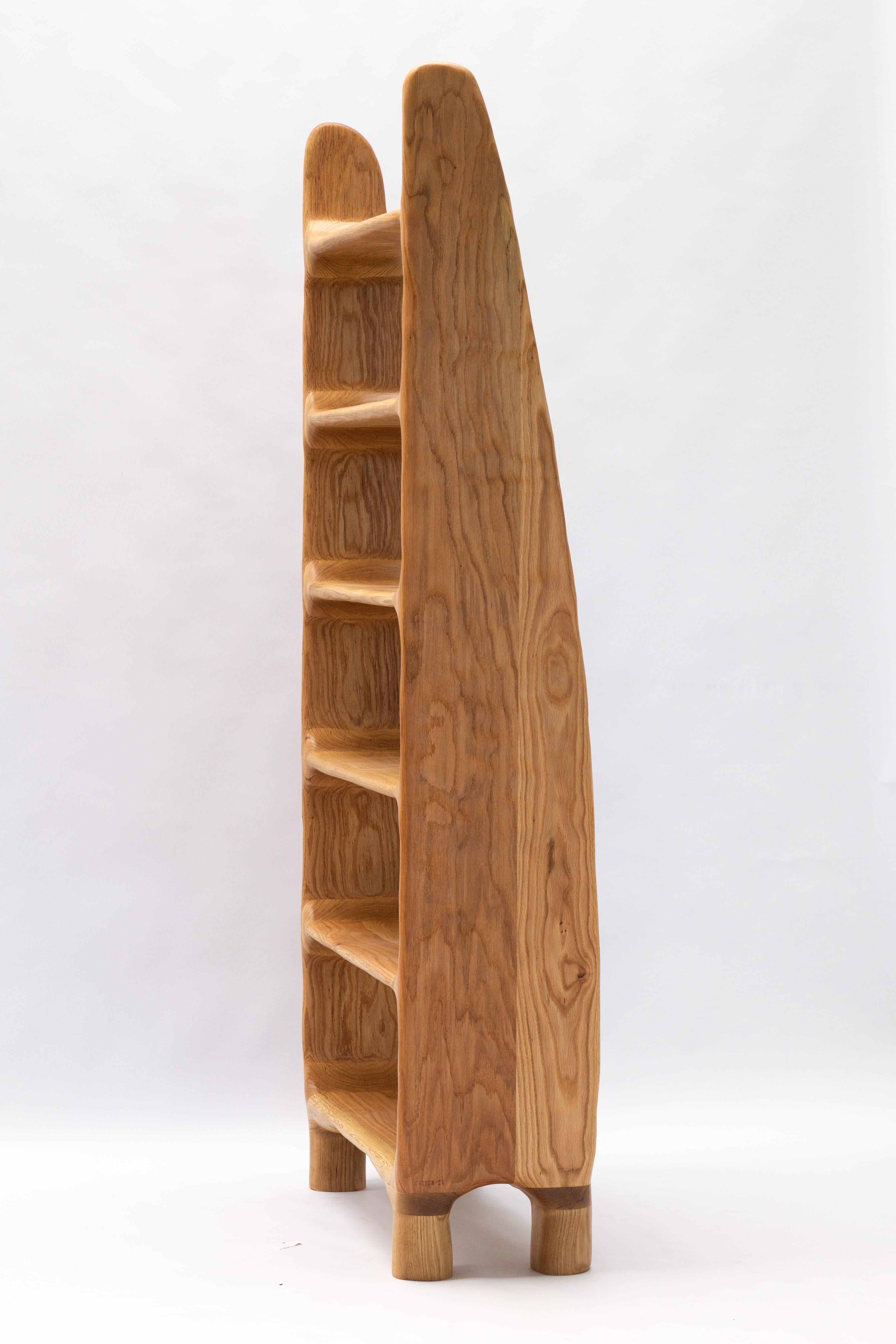 Estantería Escultórica - Estantería de Forma Orgánica en Madera de Roble Rojo 4