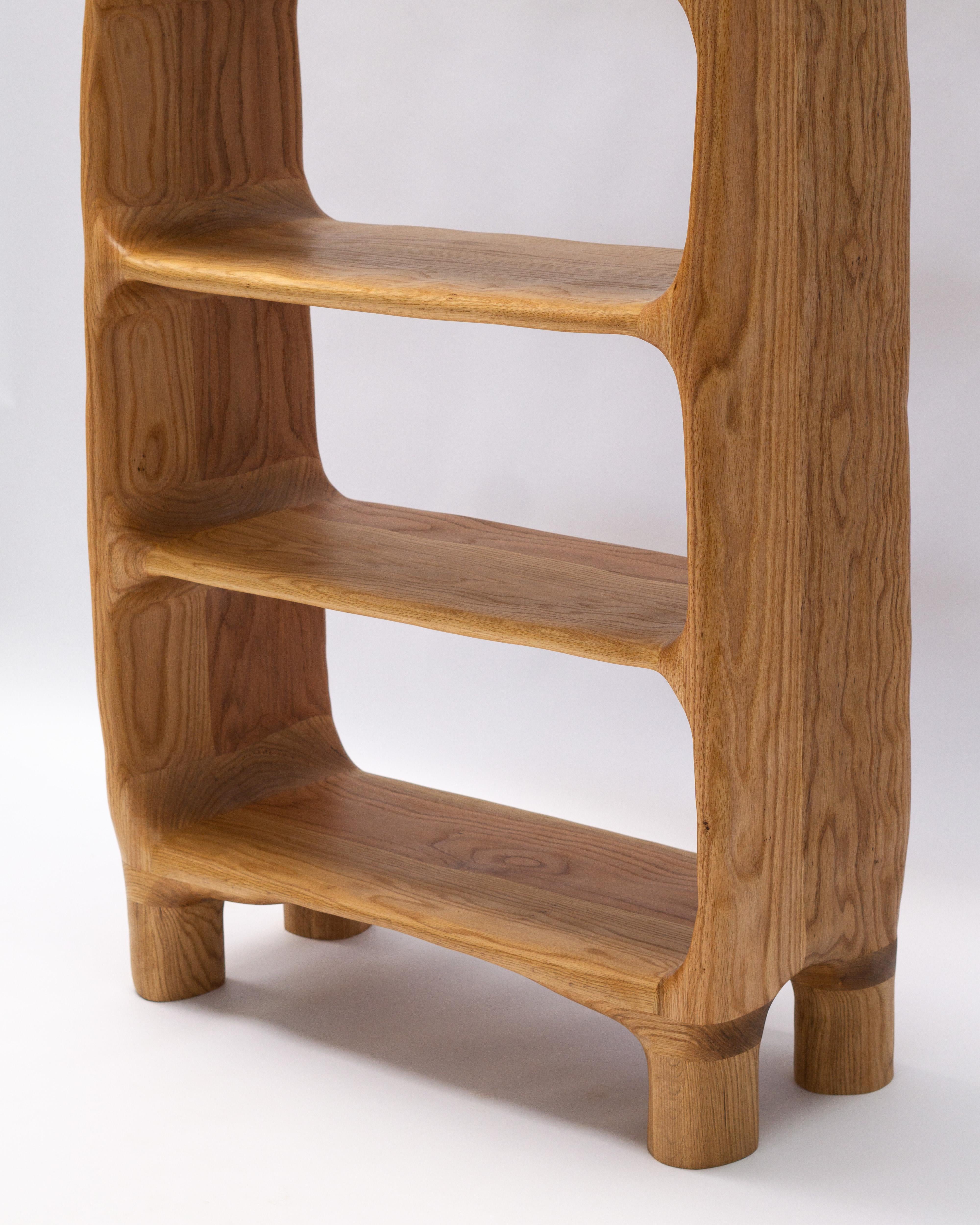 Estantería Escultórica - Estantería de Forma Orgánica en Madera de Roble Rojo Alemán