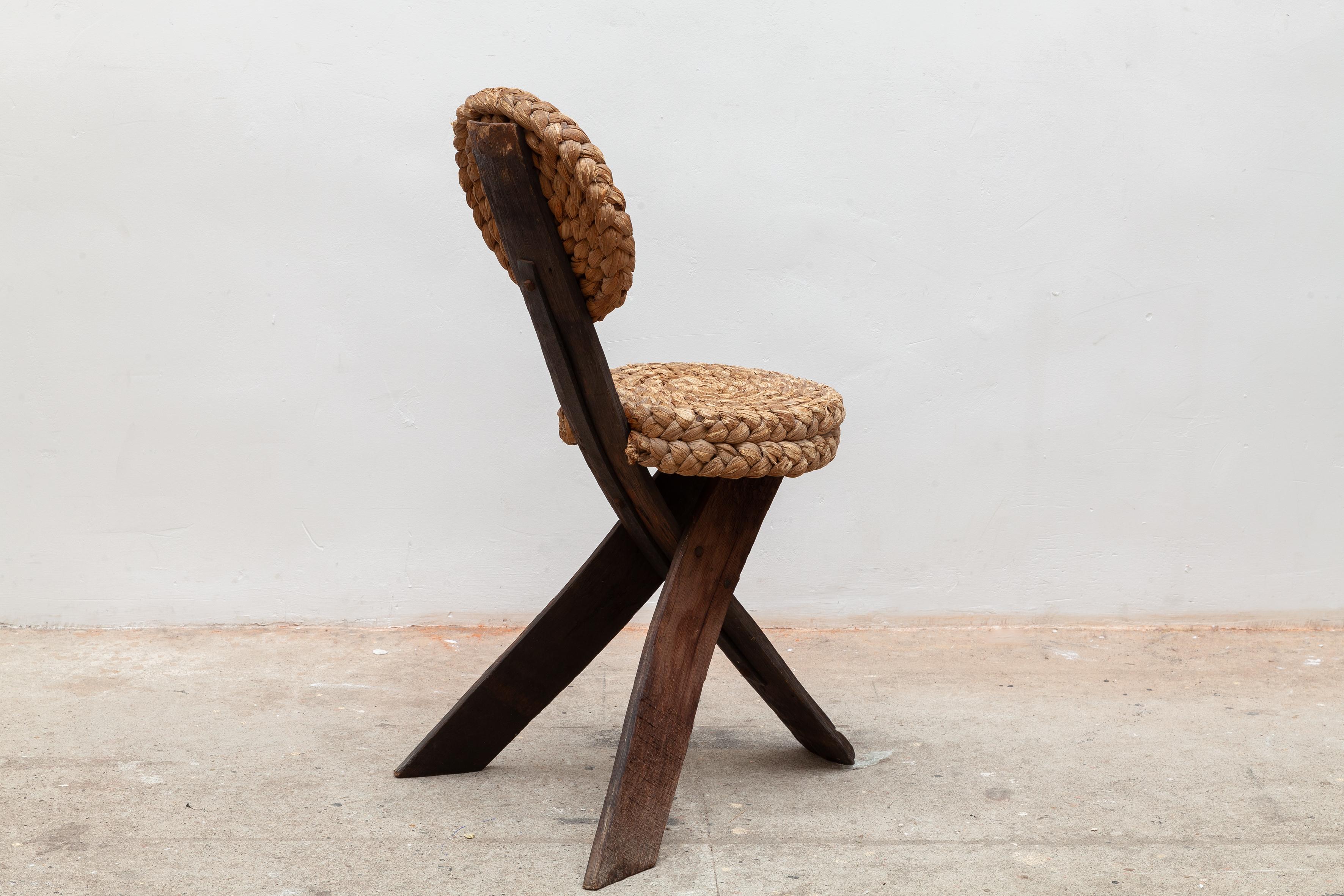 French Sculptural Side Chair by Audoux, Minet, France