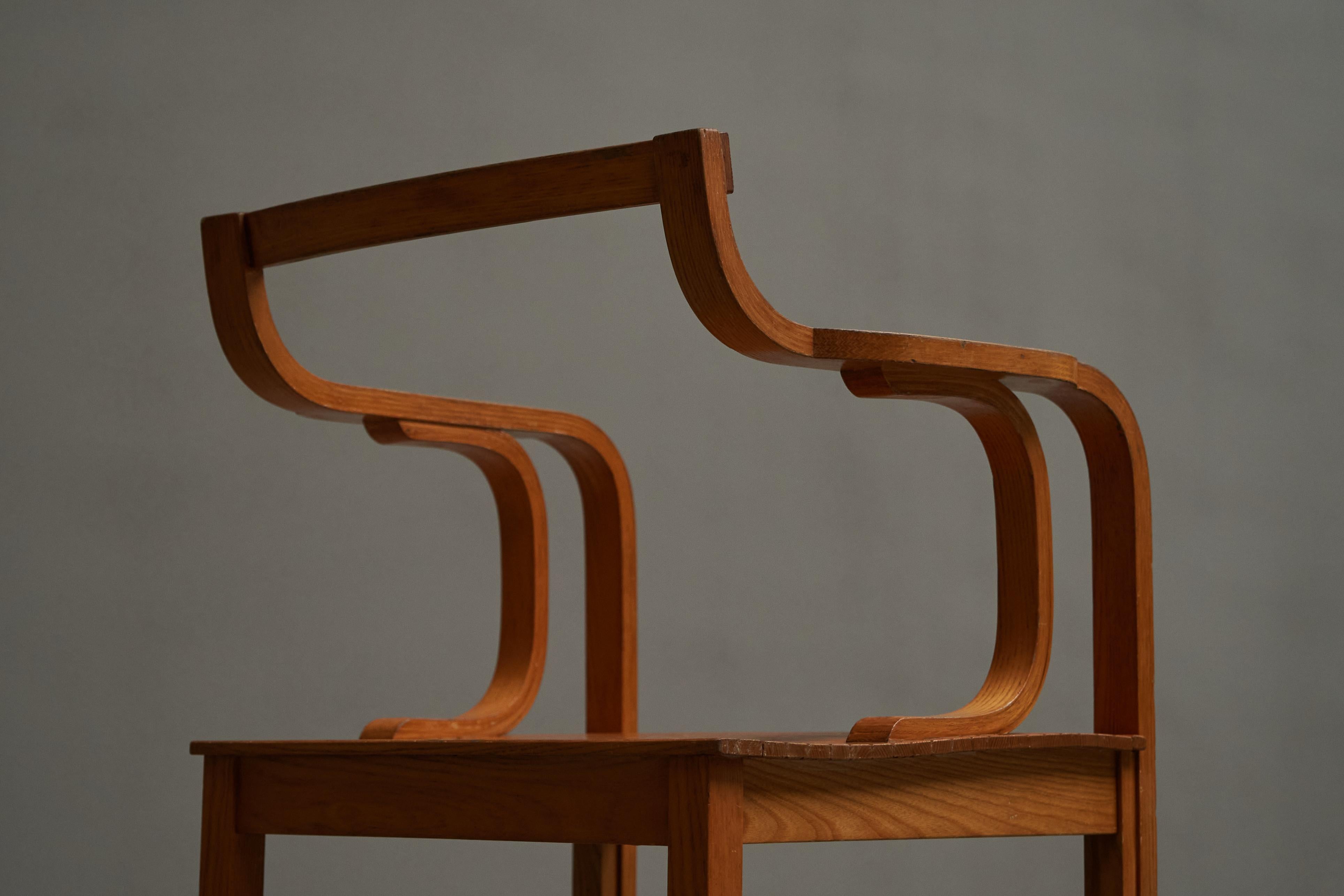 Dutch Sculptural Side Chair in Beech The Netherlands 1970s