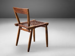 Sculptural Side Chair with Woven Leather Seat