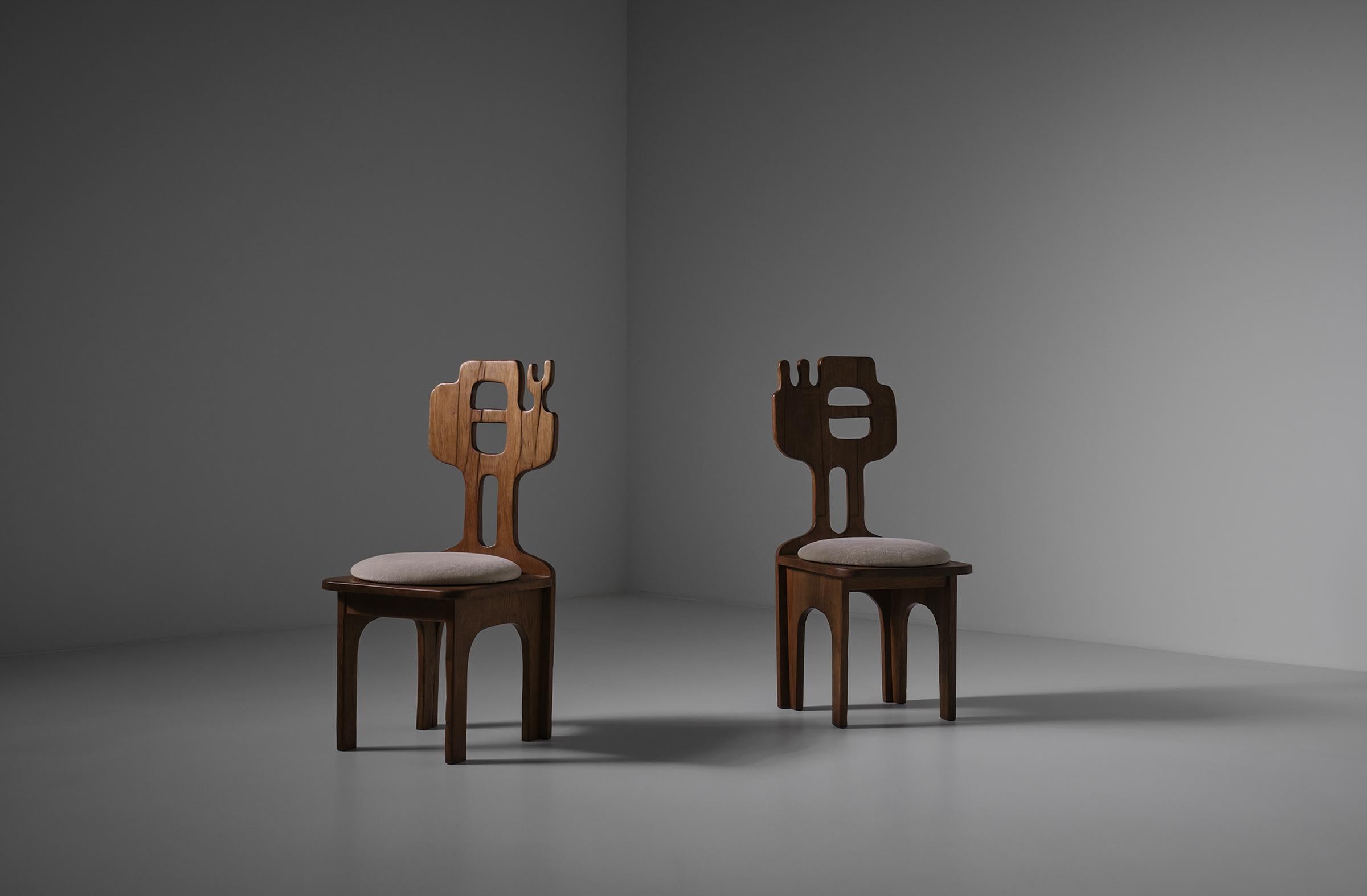 Mid-Century Modern Sculptural Side Chairs by Francesco Pasinato