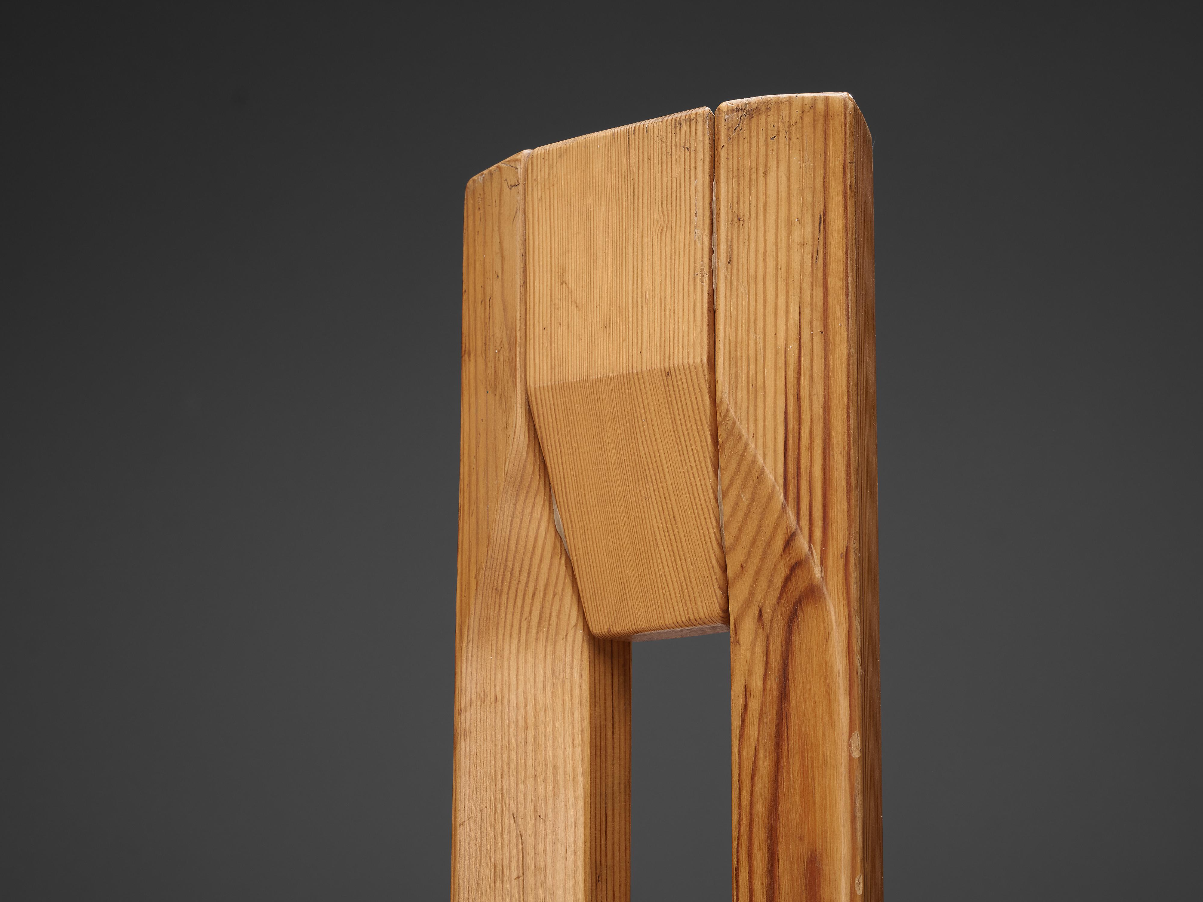 Sculptural Side Chairs in Solid Pine by Laukaan Puu 3