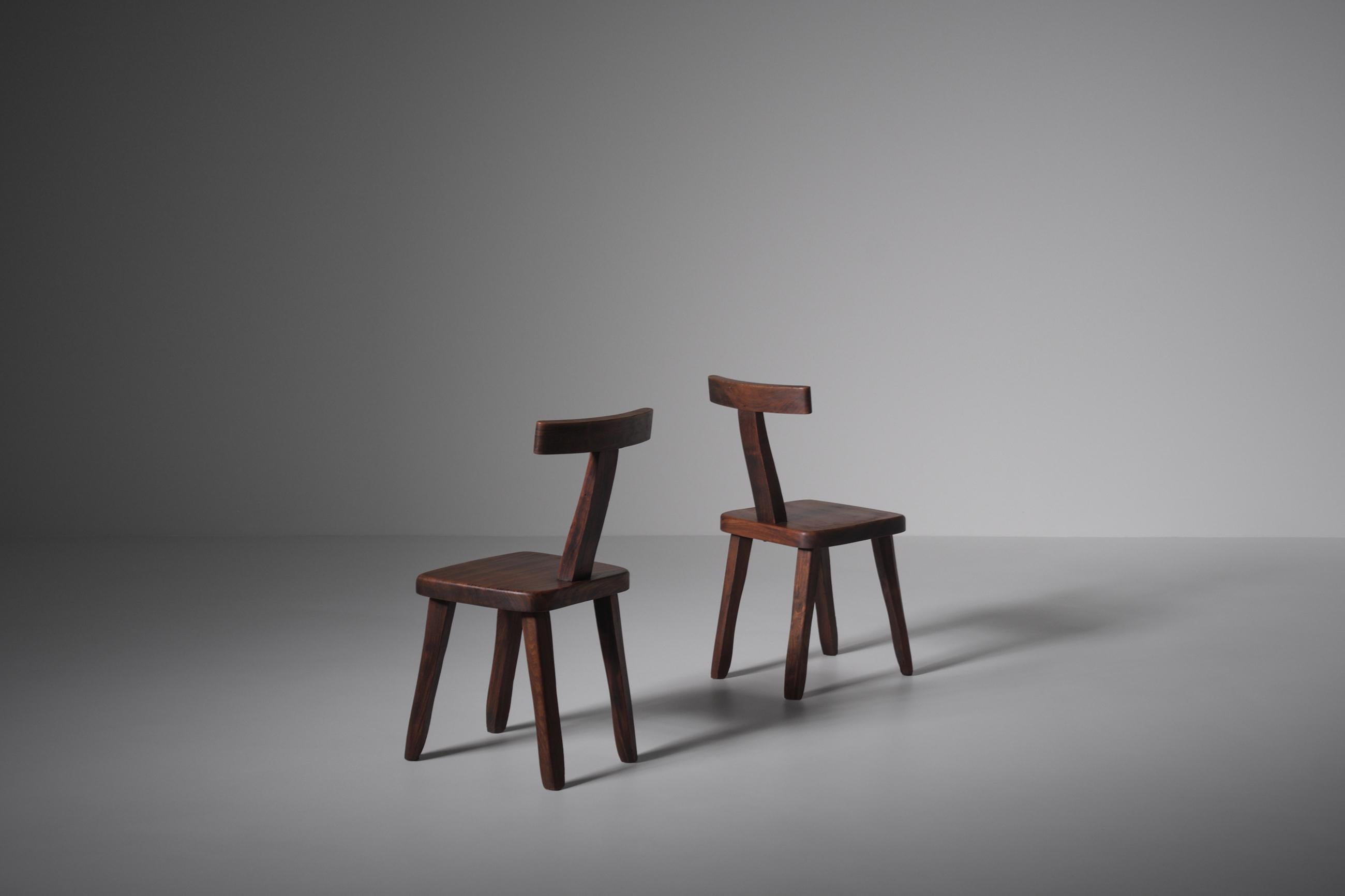 Sculptural Side Chairs in Stained Elm 2