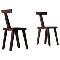 Sculptural Side Chairs in Stained Elm