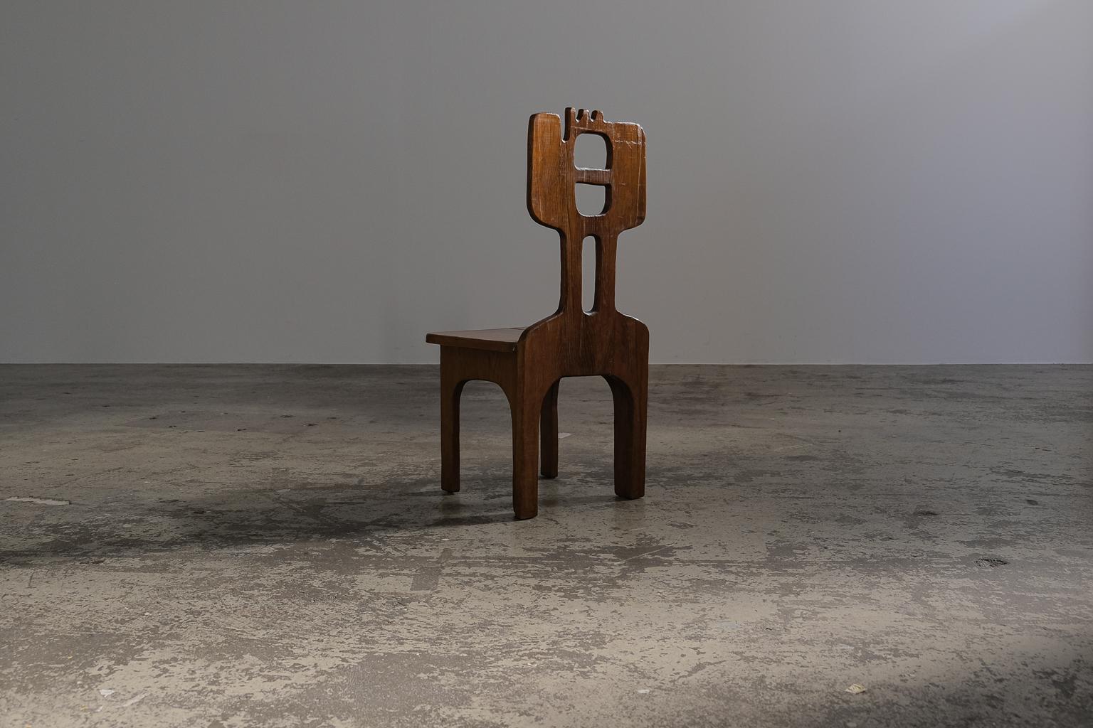 Brutalisme Sculptural side or dining chair by Francesco Pasinato, 1970s en vente