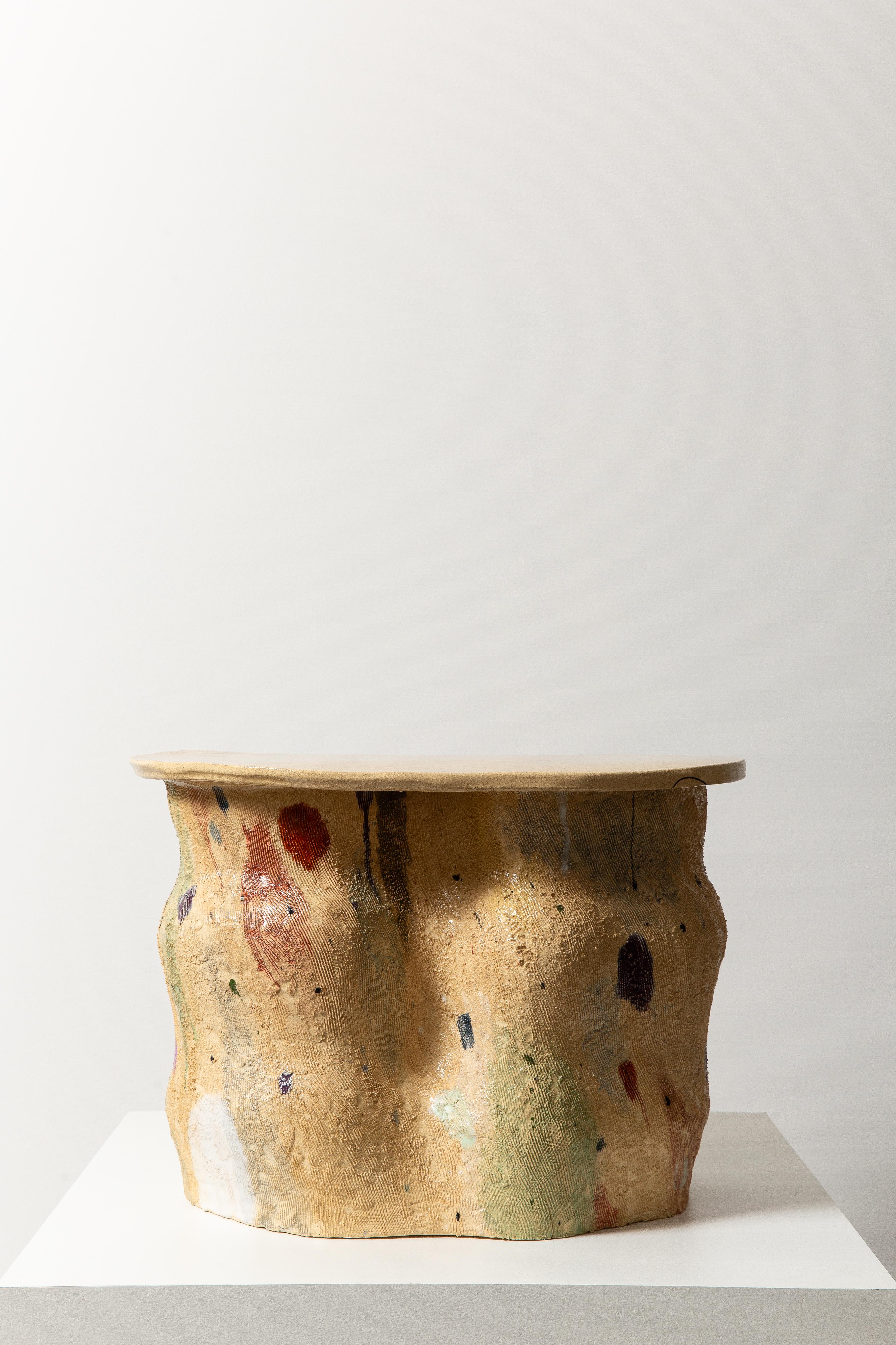 Ceramic Sculptural Side Table by Jacque Faus For Sale