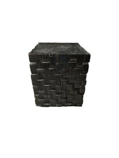 Hand-Crafted Mango Wood Sculptural Side Table in Organic Modern Style